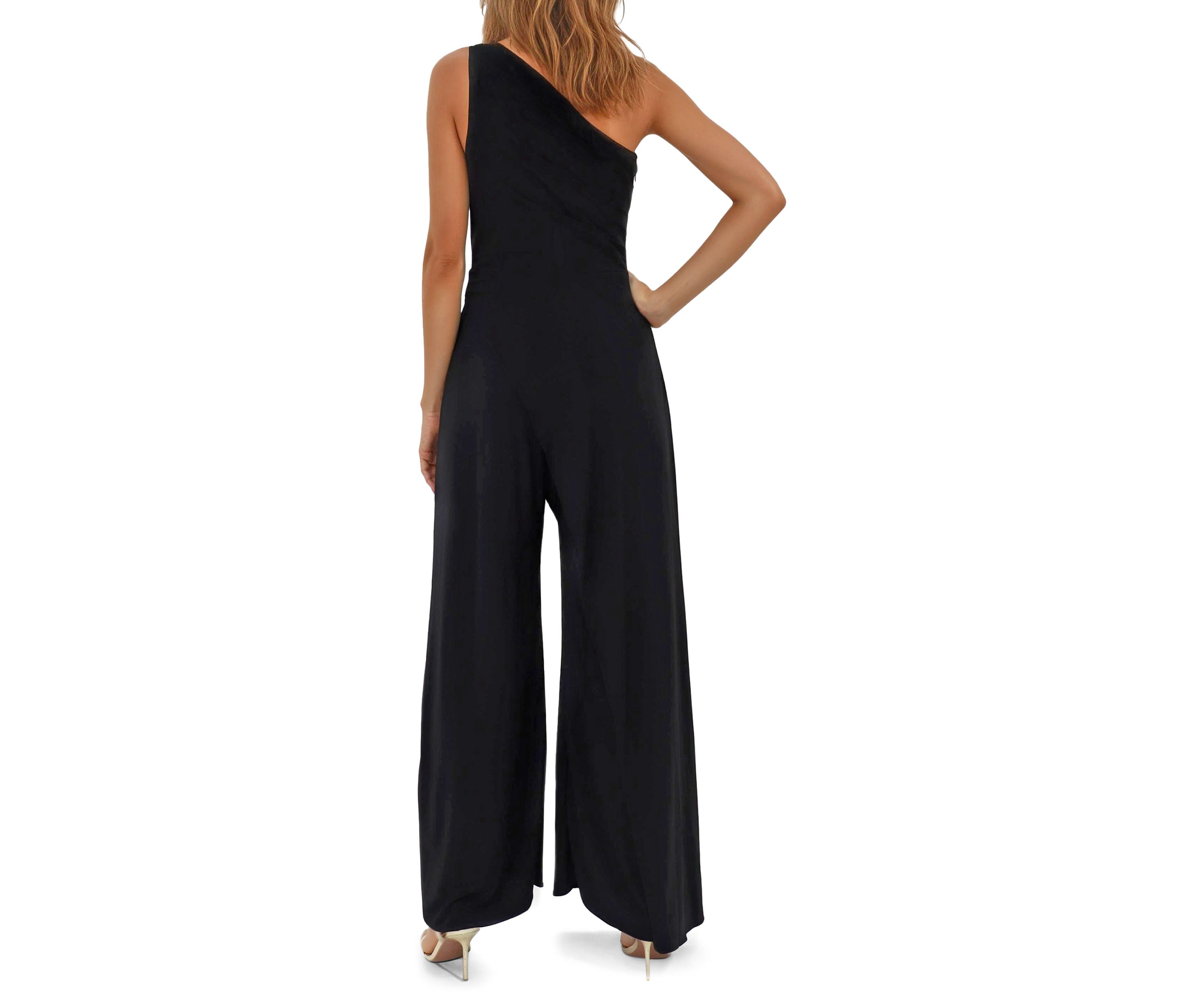 Womens One-Shoulder Fit and Flare Jumpsuit
