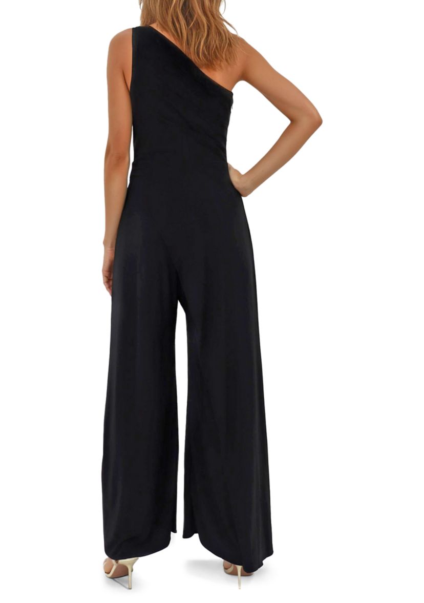 Womens One-Shoulder Fit and Flare Jumpsuit