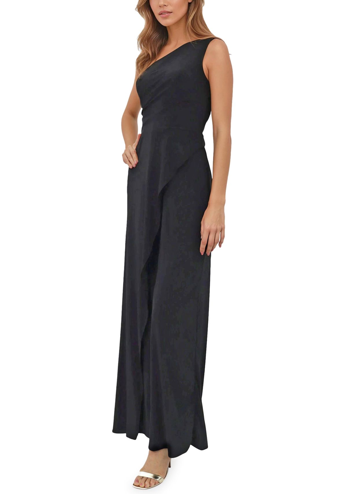 Womens One-Shoulder Fit and Flare Jumpsuit