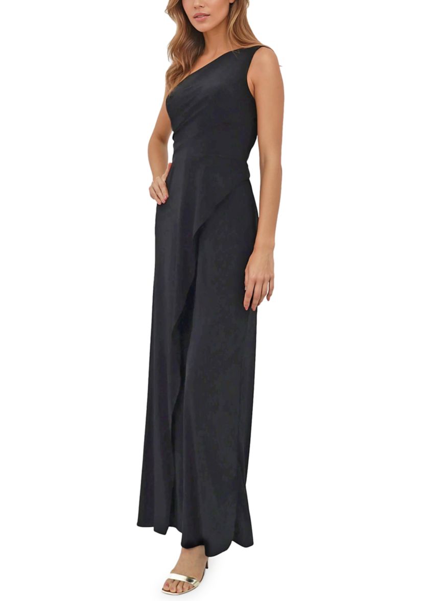 Womens One-Shoulder Fit and Flare Jumpsuit