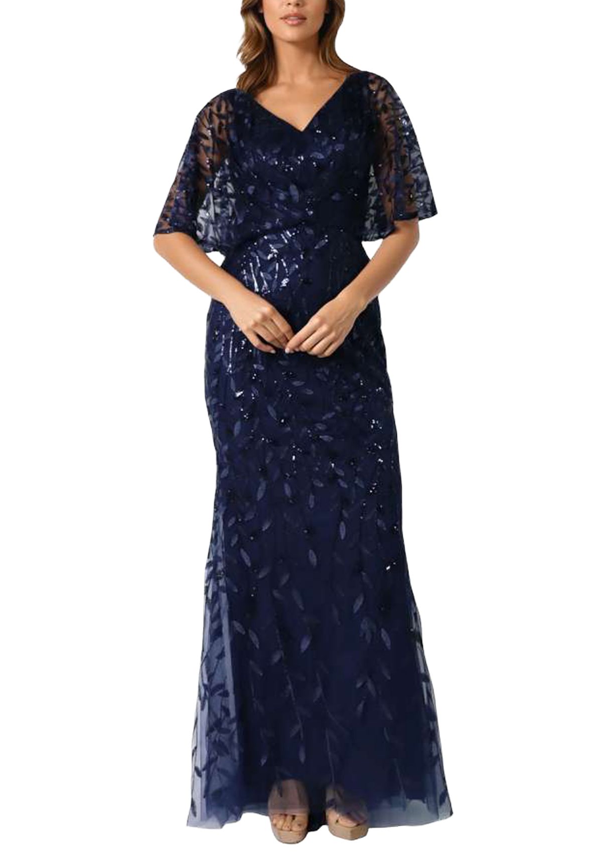 Womens Short Sleeve V-Neck Lace Dress