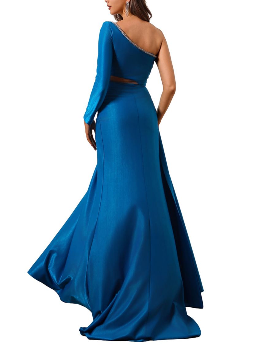 belk one shoulder dress Xscape Women's One Shoulder Side Ruffle Gown