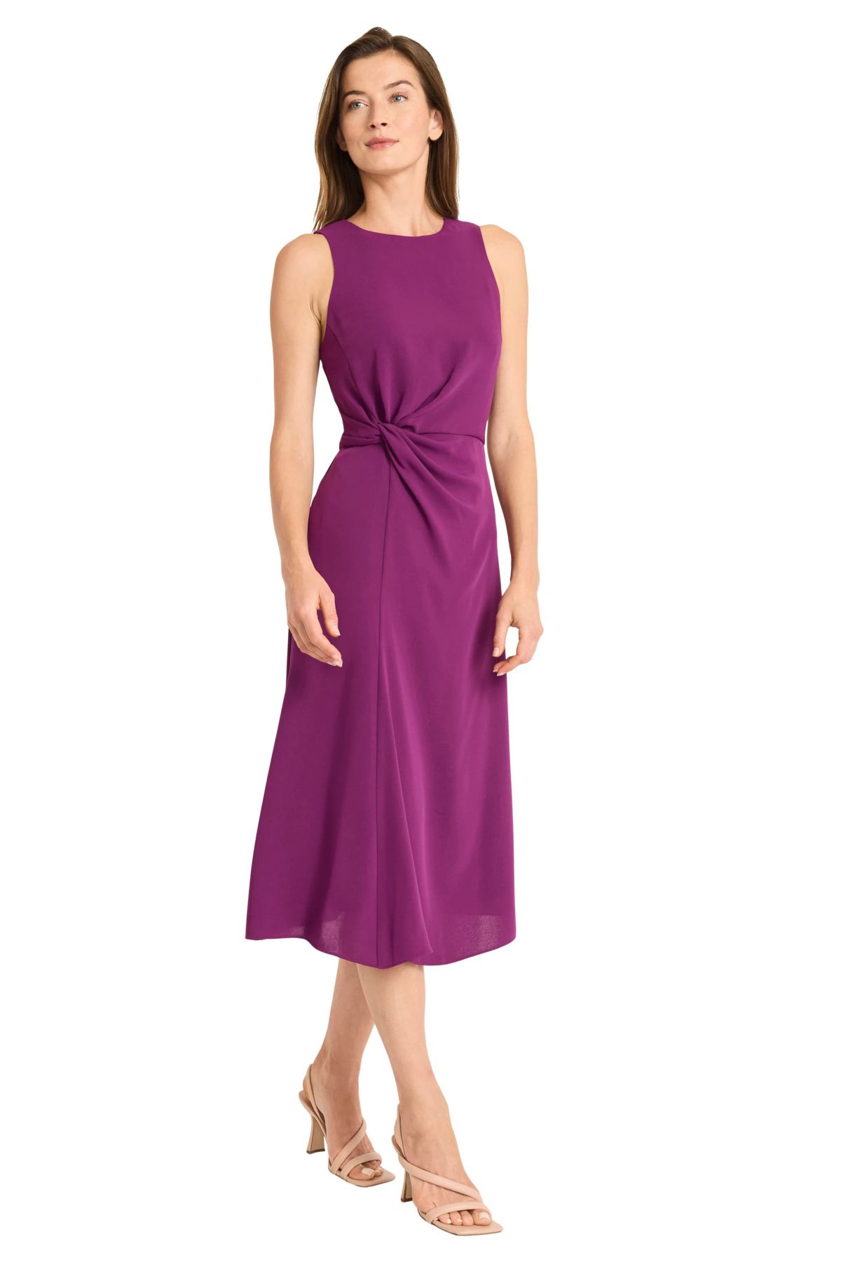 Sleeveless Dress With Twist At Waist