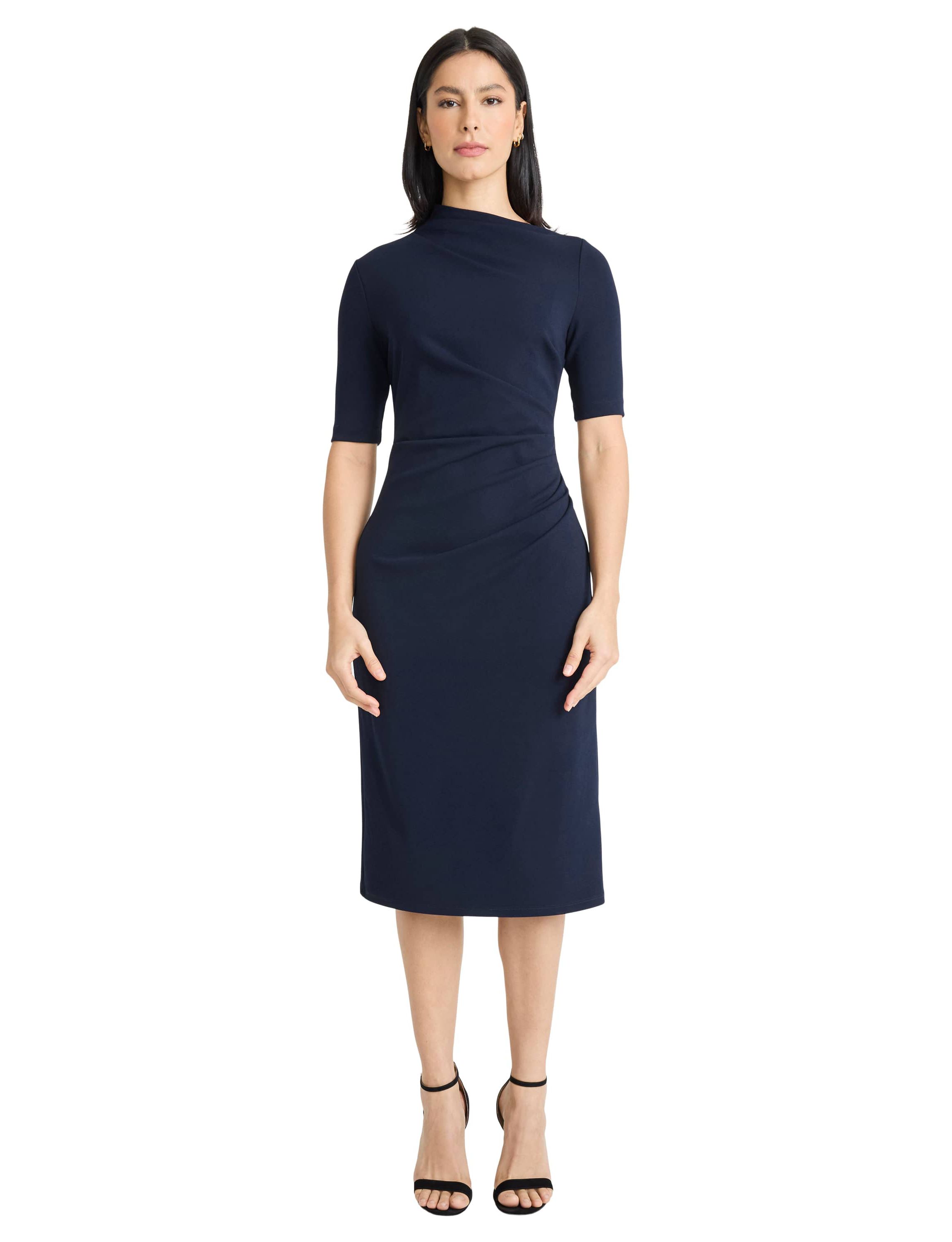 Asymmetrical Drape Neck Midi