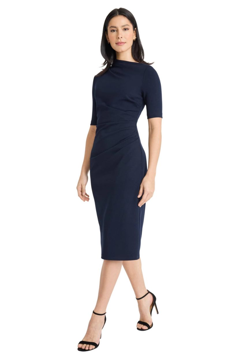 Asymmetrical Drape Neck Midi