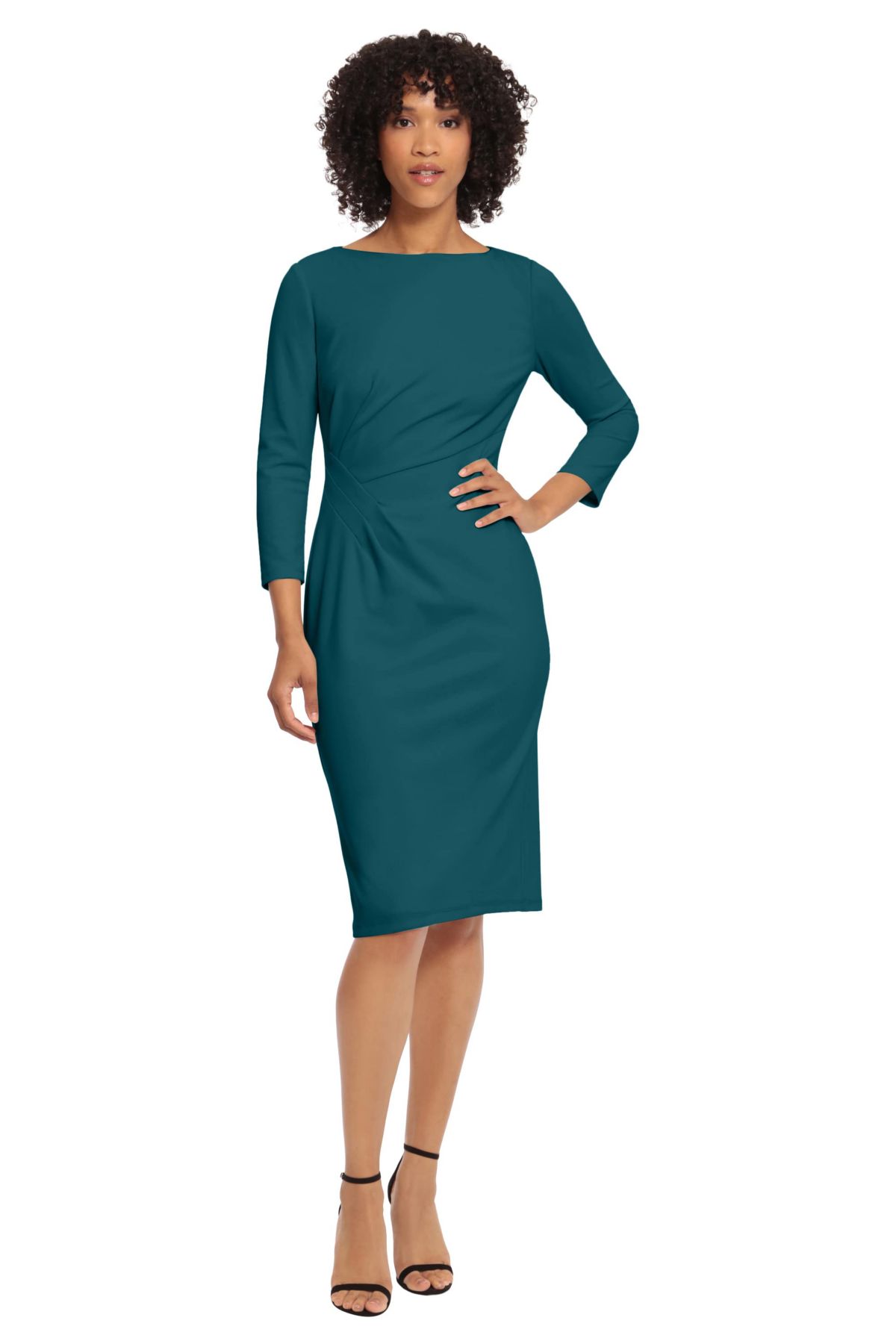 Long Sleeve Midi Dress With Ruching