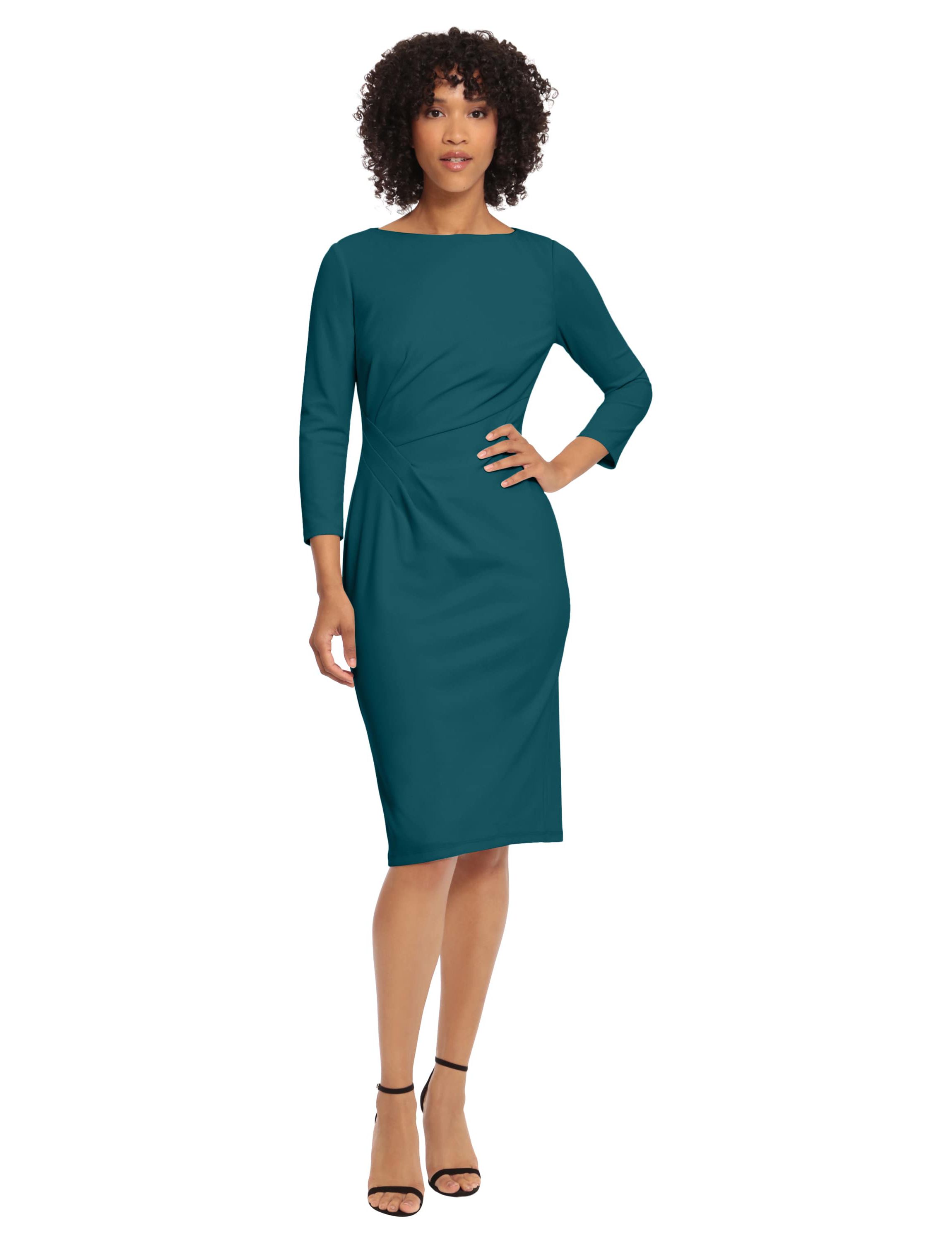 Long Sleeve Midi Dress With Ruching