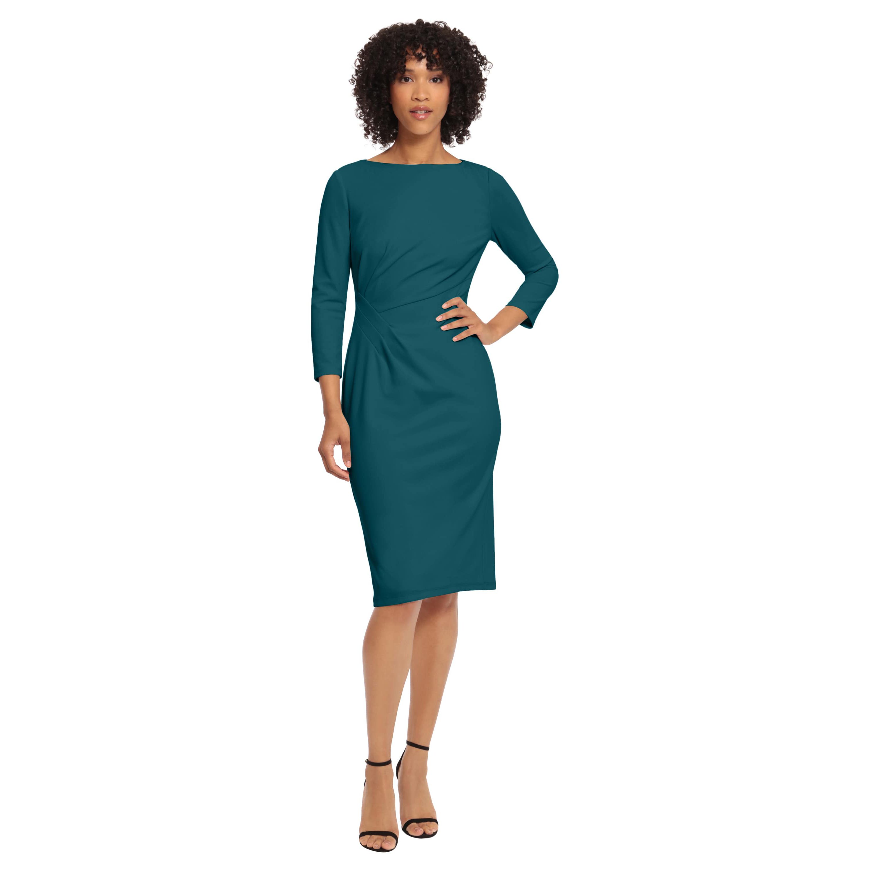 Long Sleeve Midi Dress With Ruching
