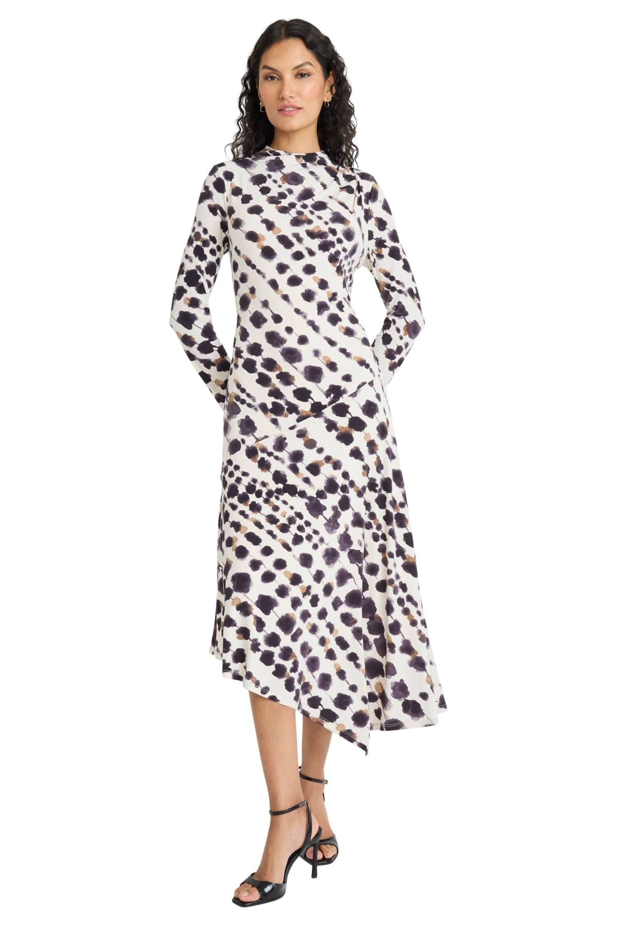 Asymmetrical Blurred Print Dress