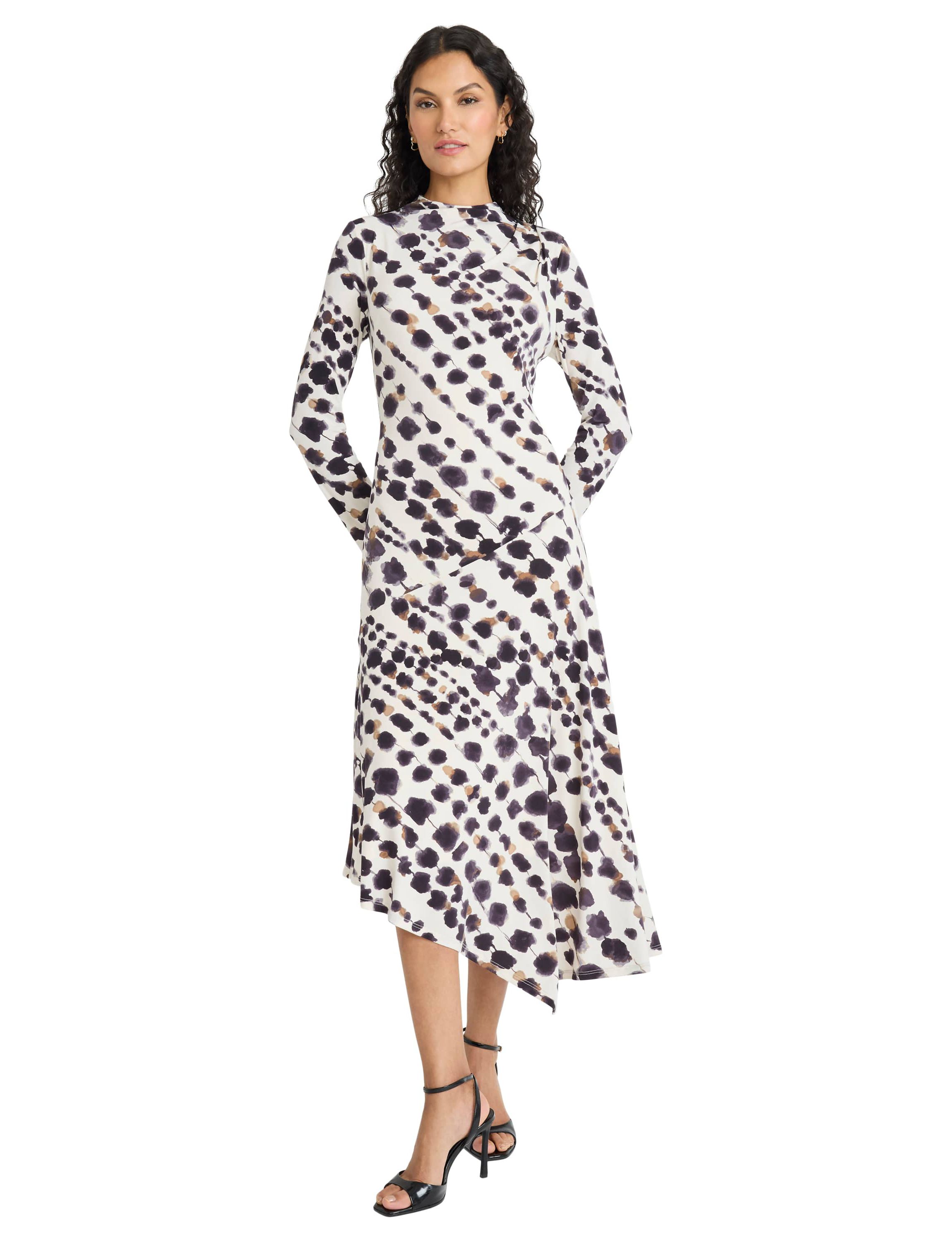 Asymmetrical Blurred Print Dress