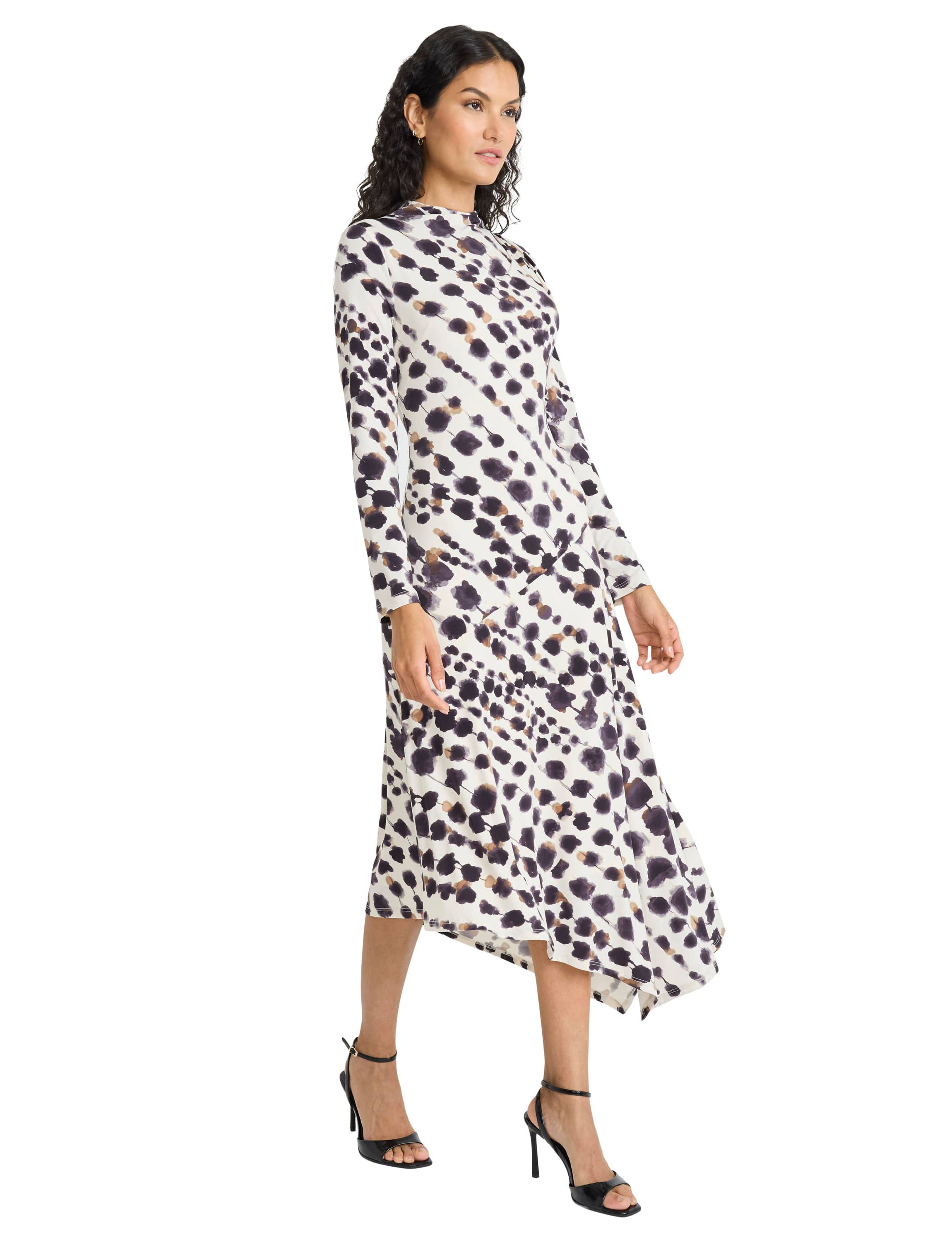 Asymmetrical Blurred Print Dress