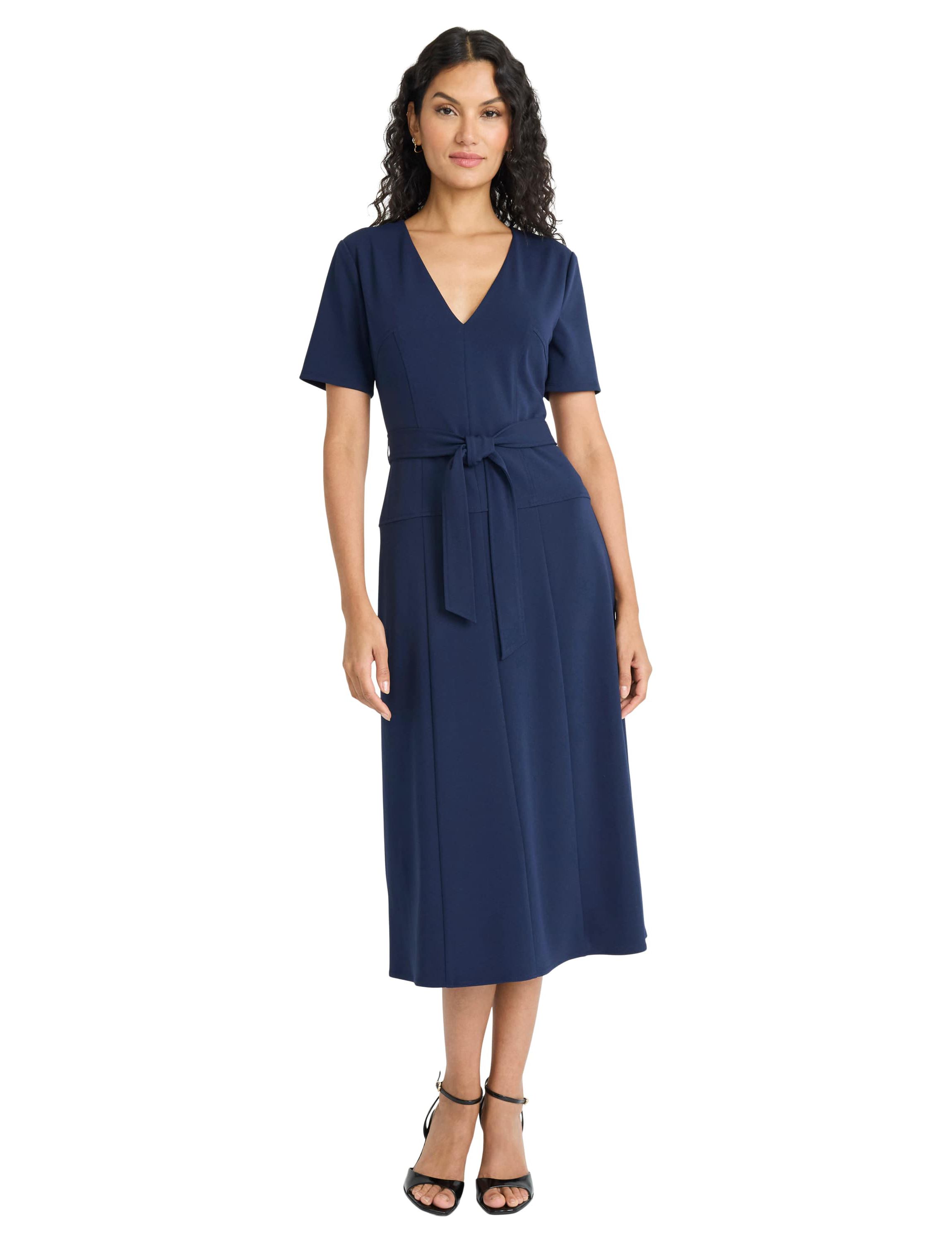 Short Sleeve V Neck Dress