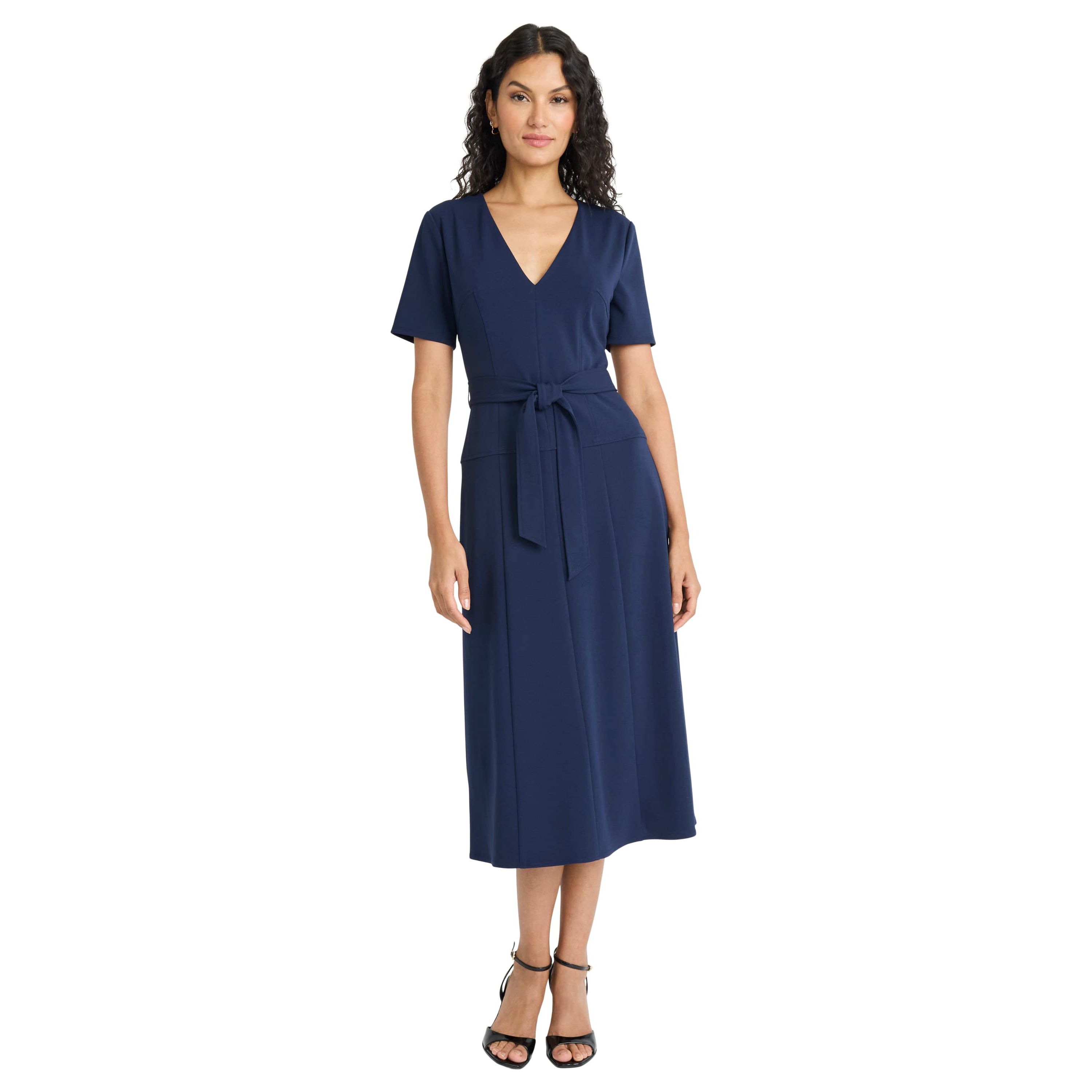 Short Sleeve V Neck Dress