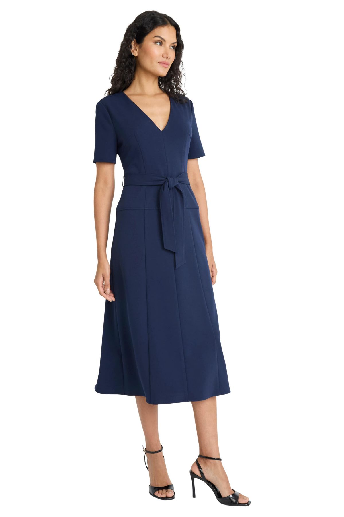 Short Sleeve V Neck Dress