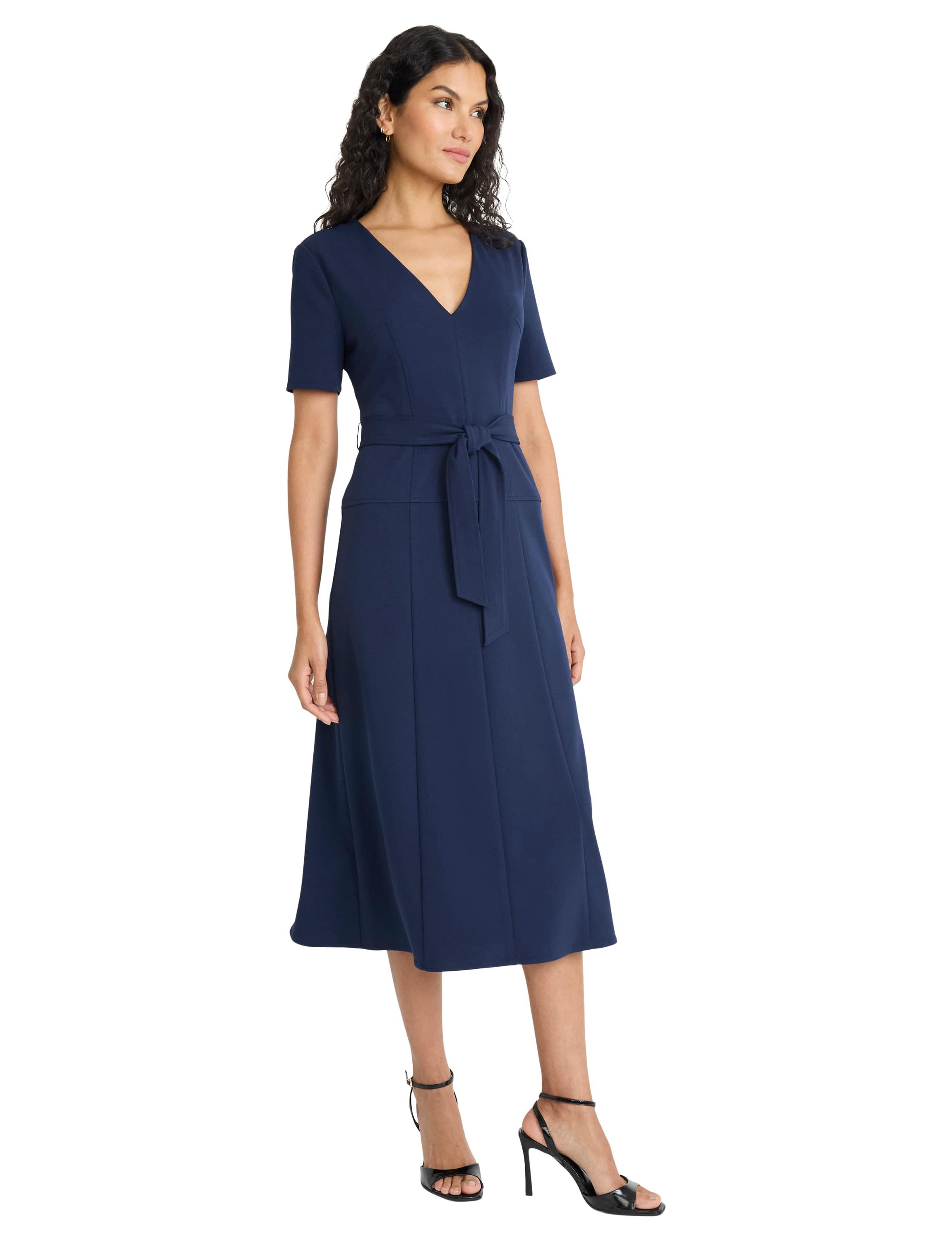 Short Sleeve V Neck Dress