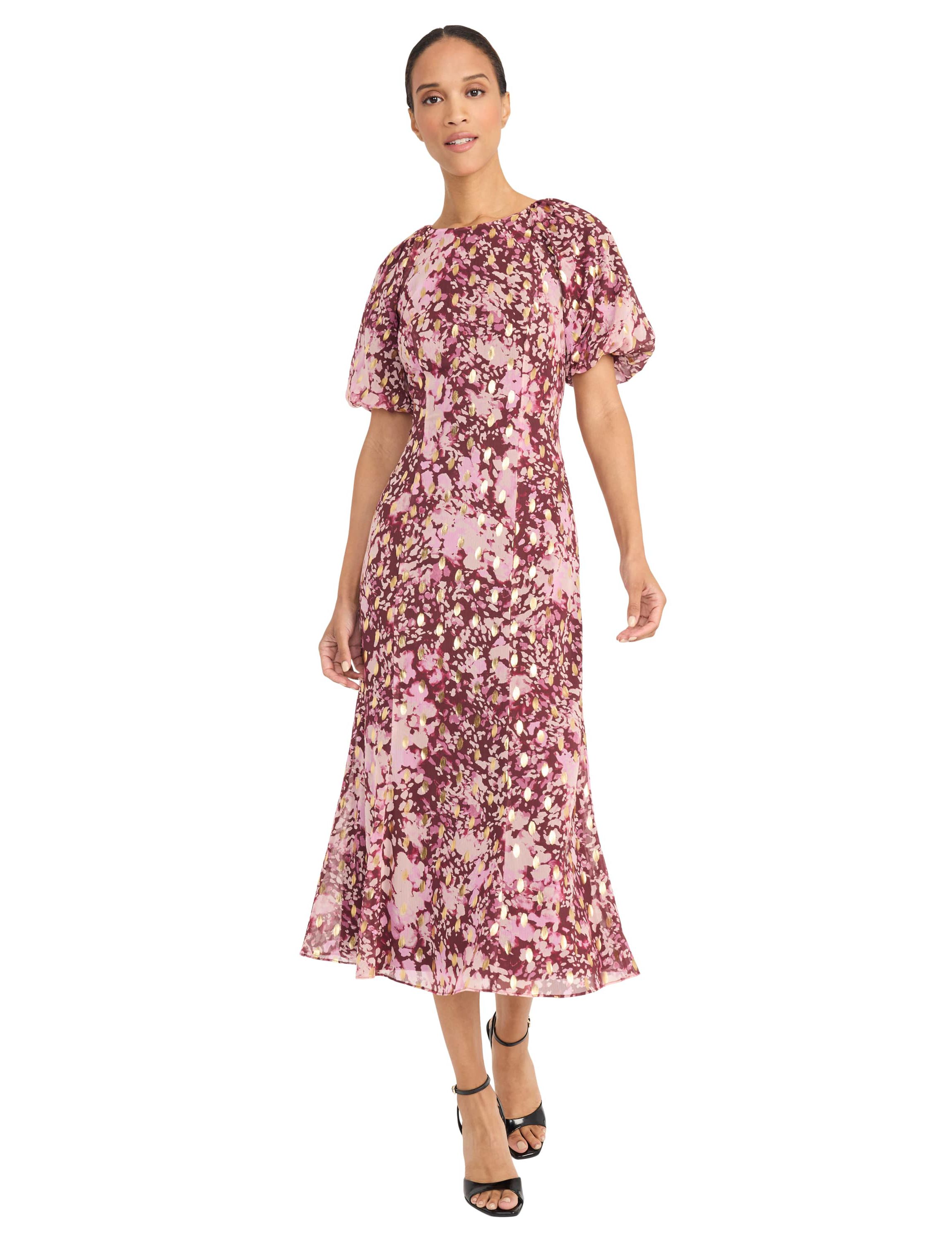 Metallic Printed Midi Dress