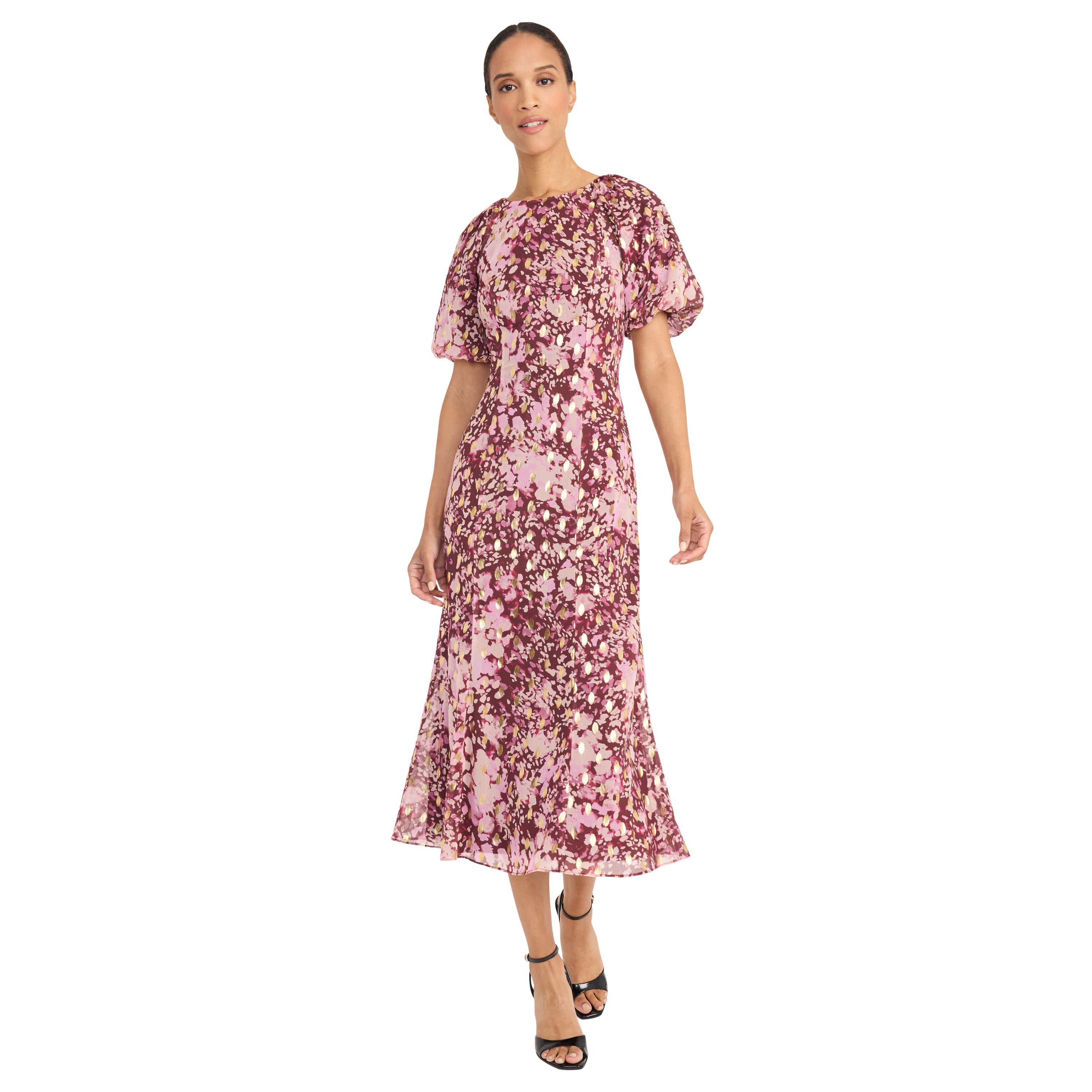 Metallic Printed Midi Dress