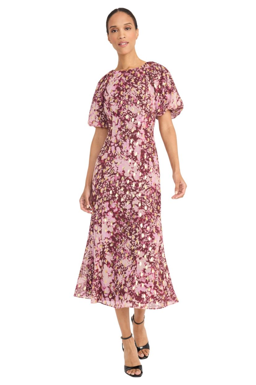 Metallic Printed Midi Dress