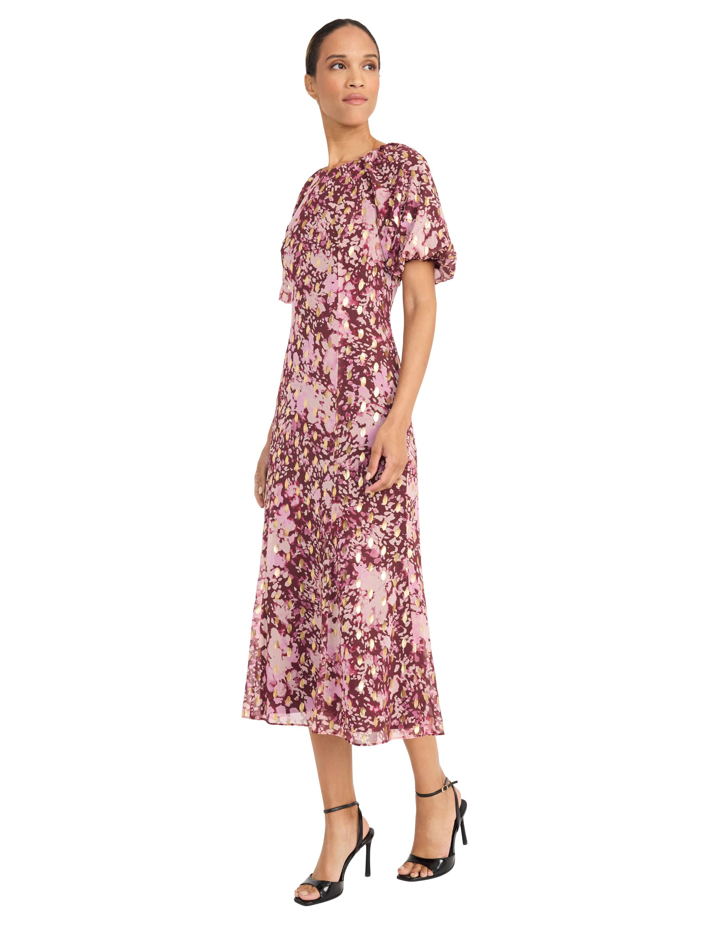 Metallic Printed Midi Dress
