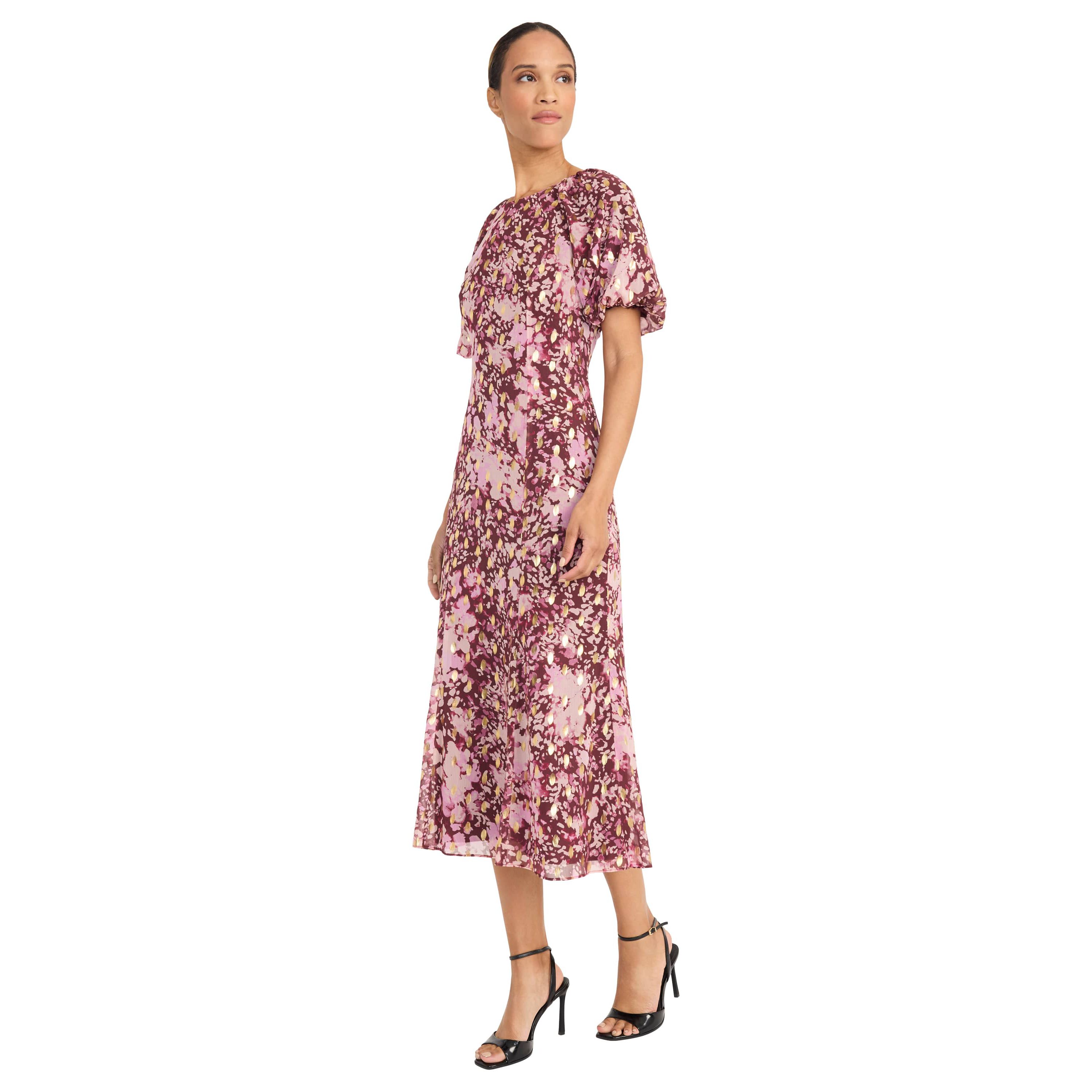Metallic Printed Midi Dress