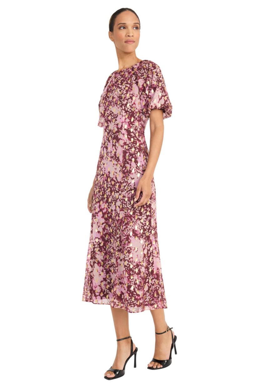 Metallic Printed Midi Dress