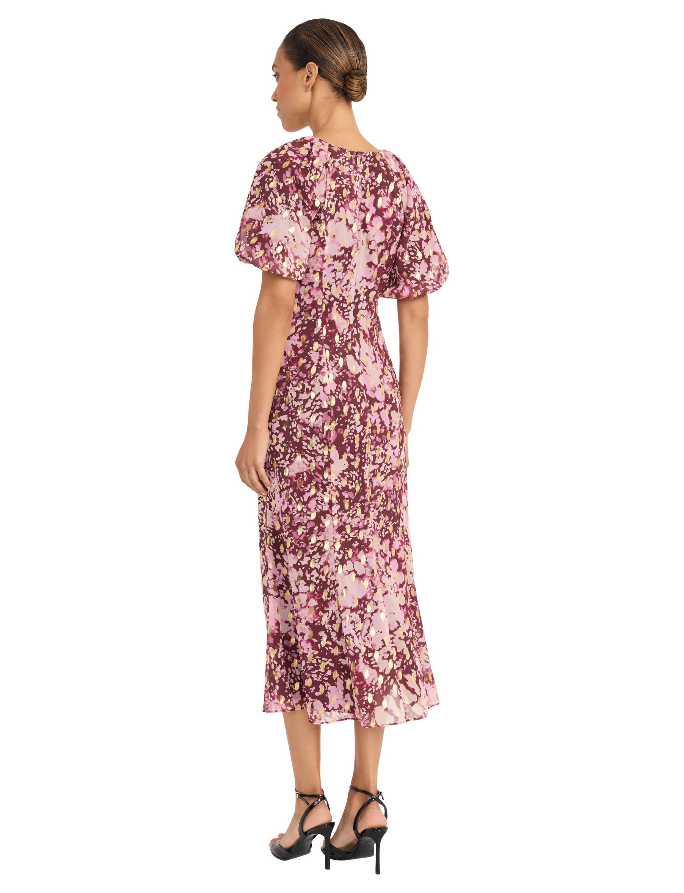 Metallic Printed Midi Dress