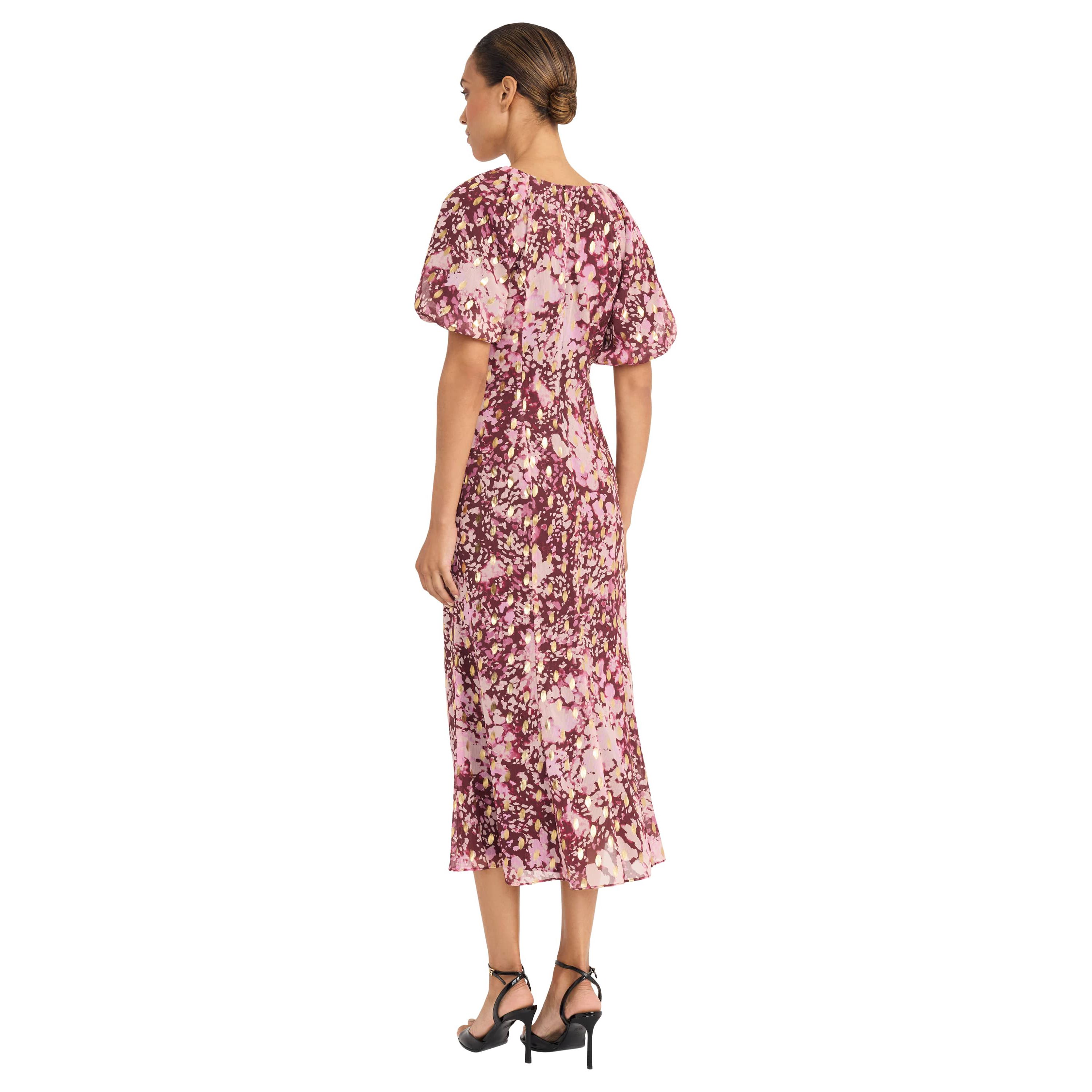 Metallic Printed Midi Dress