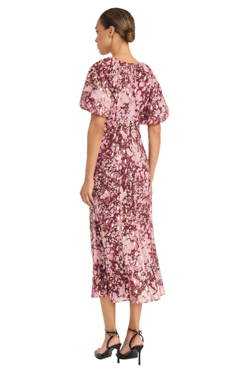Metallic Printed Midi Dress