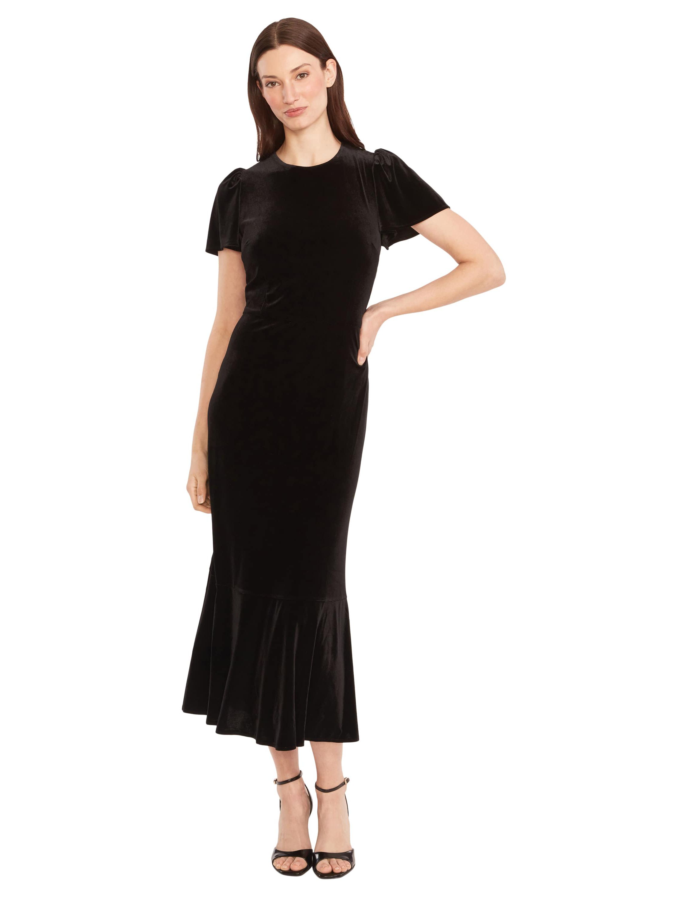 Ruffle Hem Velvet Dress