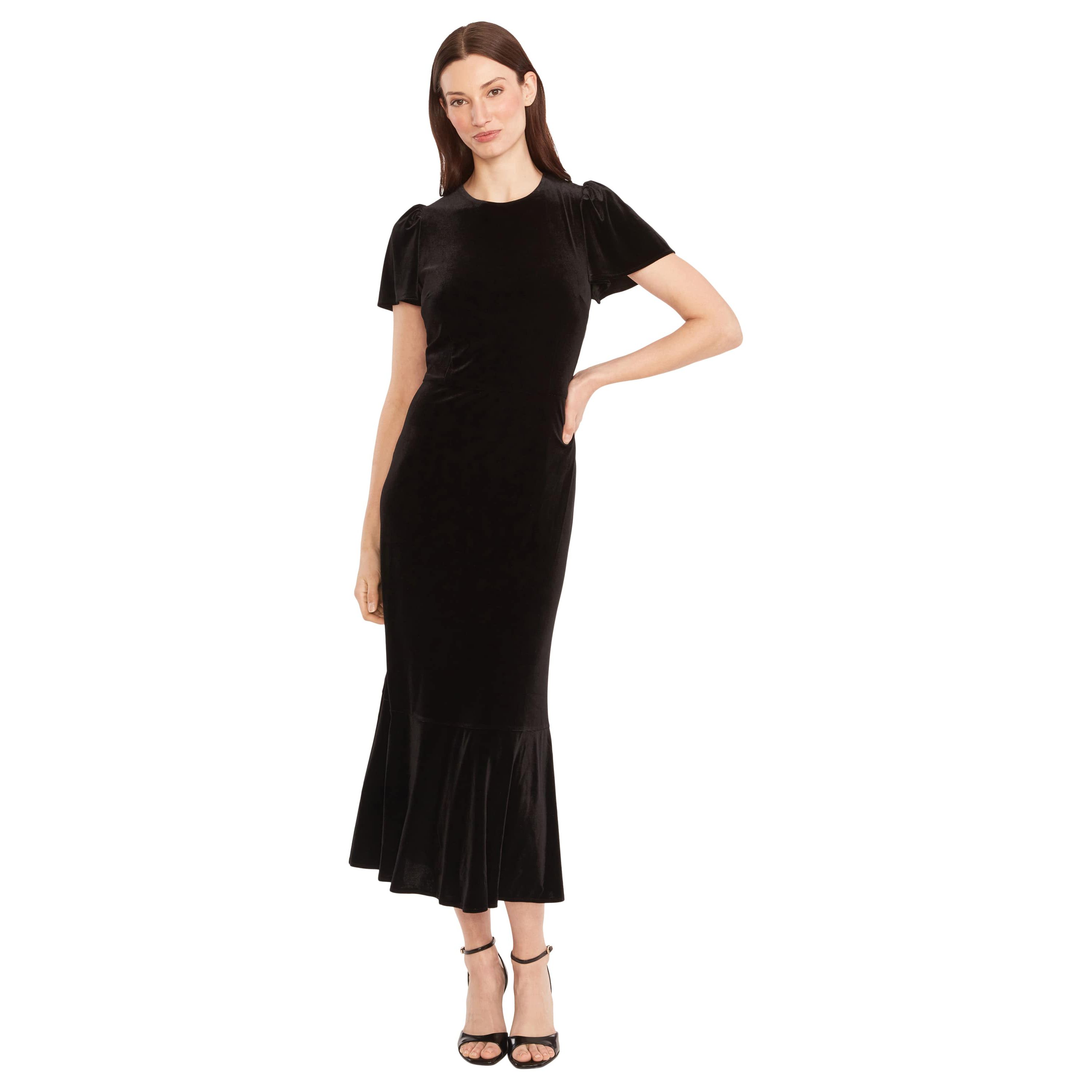 Ruffle Hem Velvet Dress