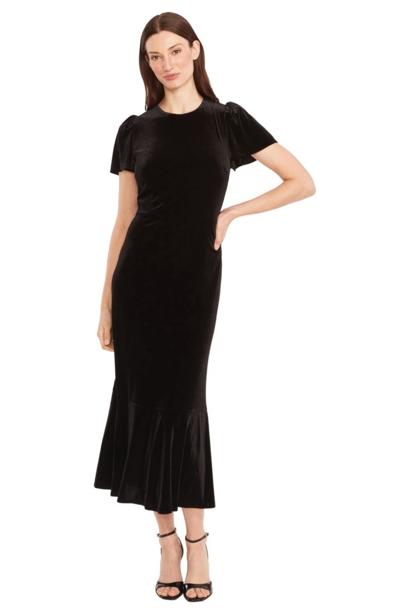 Ruffle Hem Velvet Dress