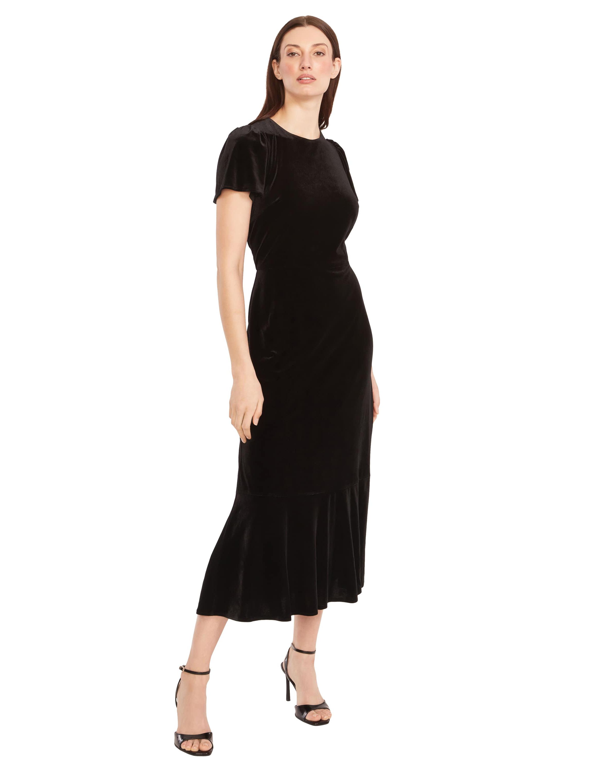 Ruffle Hem Velvet Dress