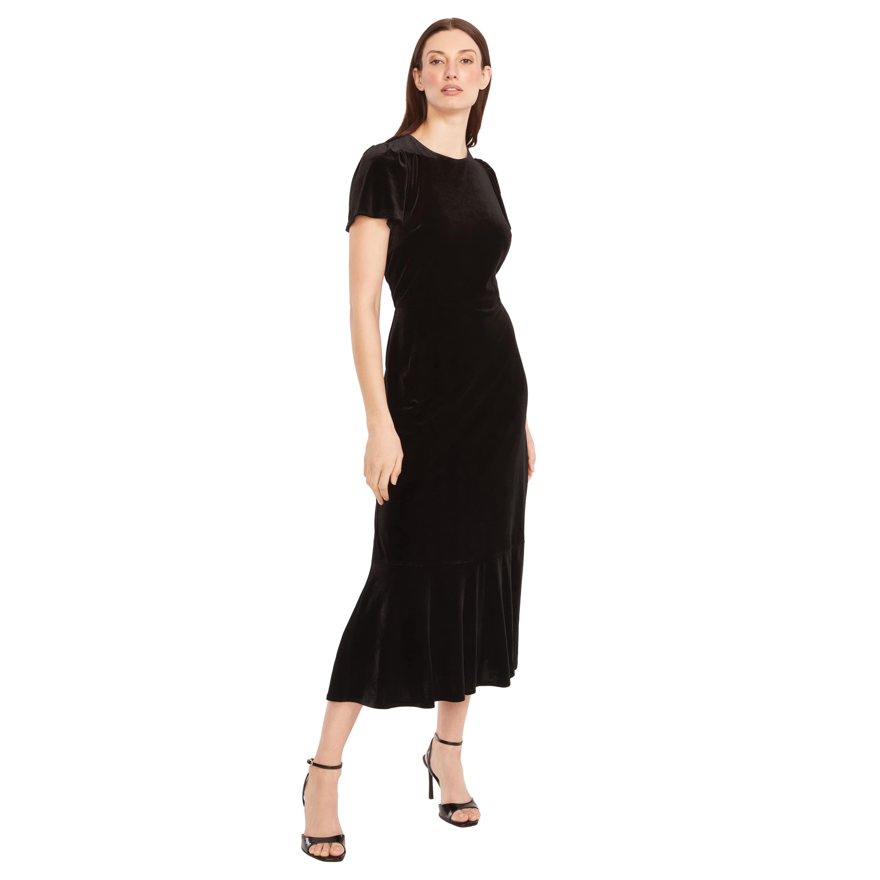 Ruffle Hem Velvet Dress