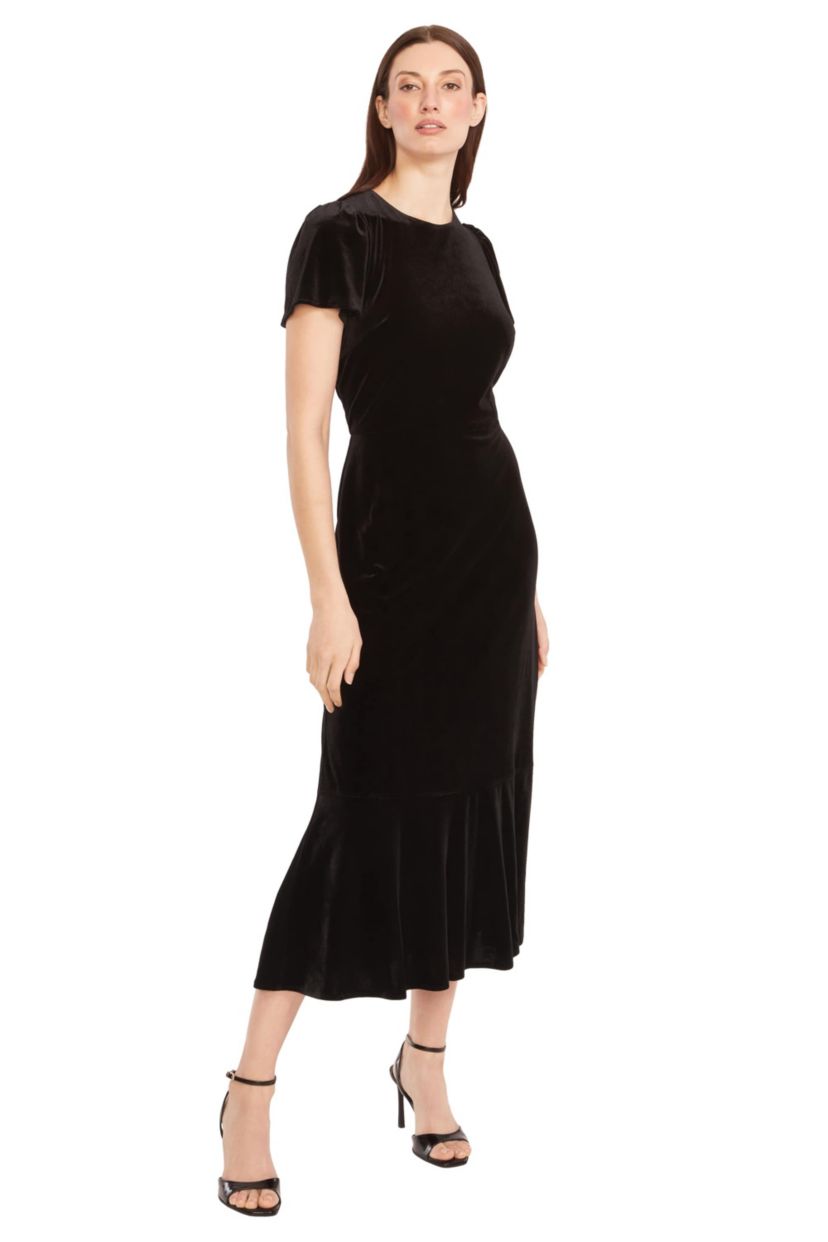 Ruffle Hem Velvet Dress