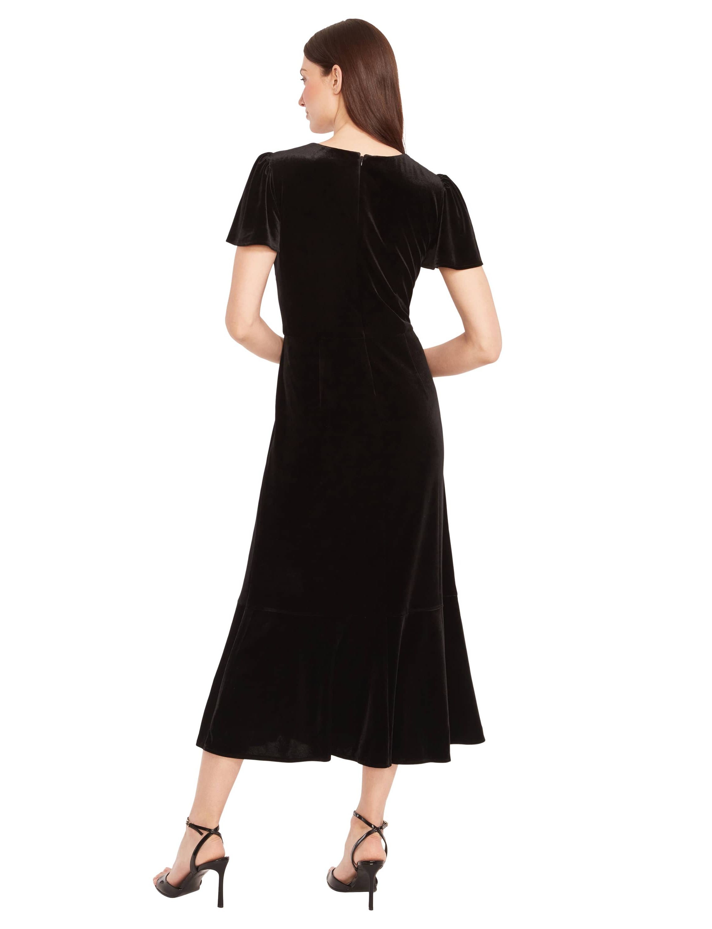 Ruffle Hem Velvet Dress