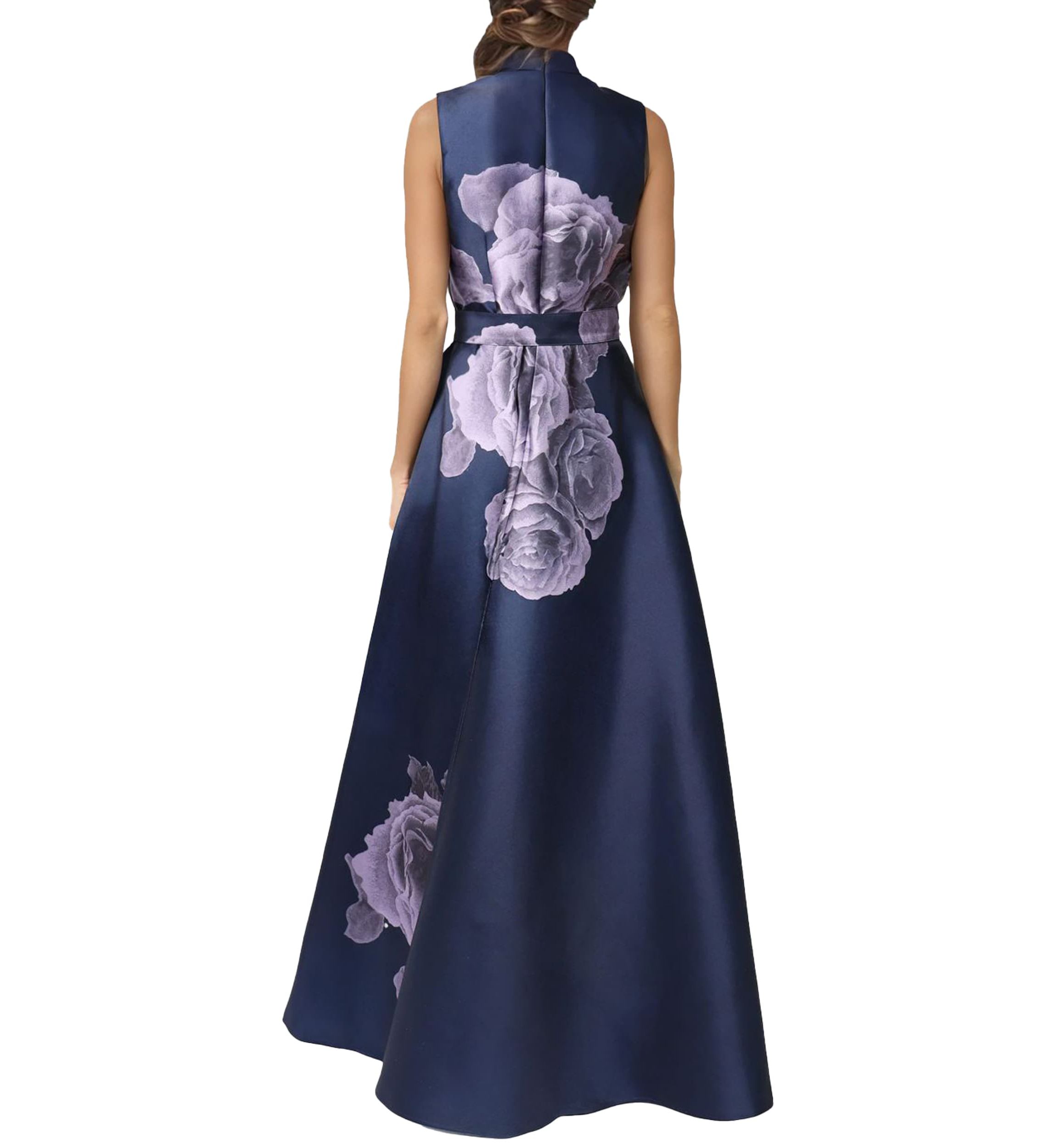 Sleeveless Floral Gown W Belt