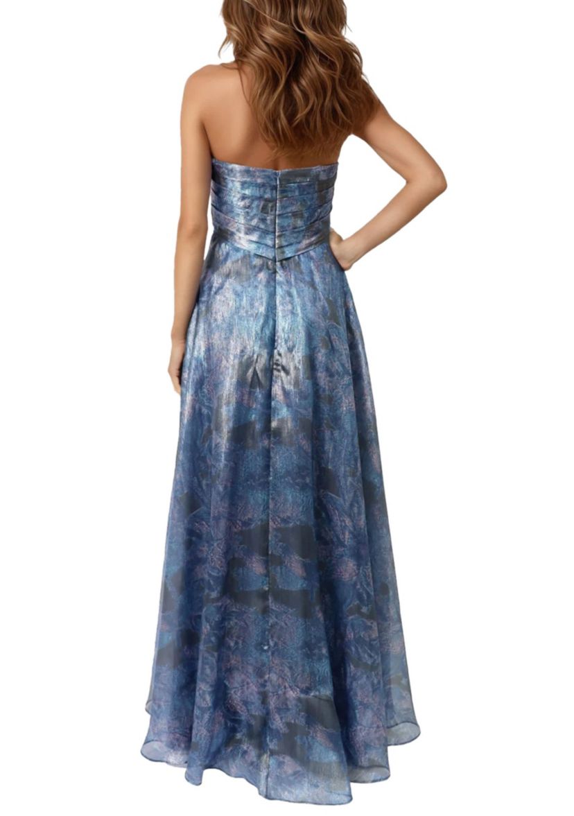 Strapless Printed Organza Aline Gown