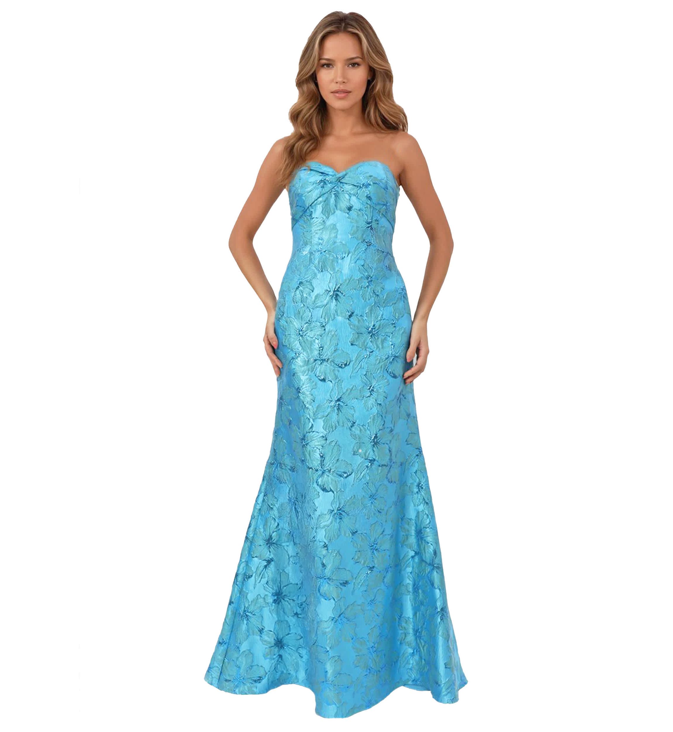Strapless Sweetheart Brocade Fit And Flare Gown