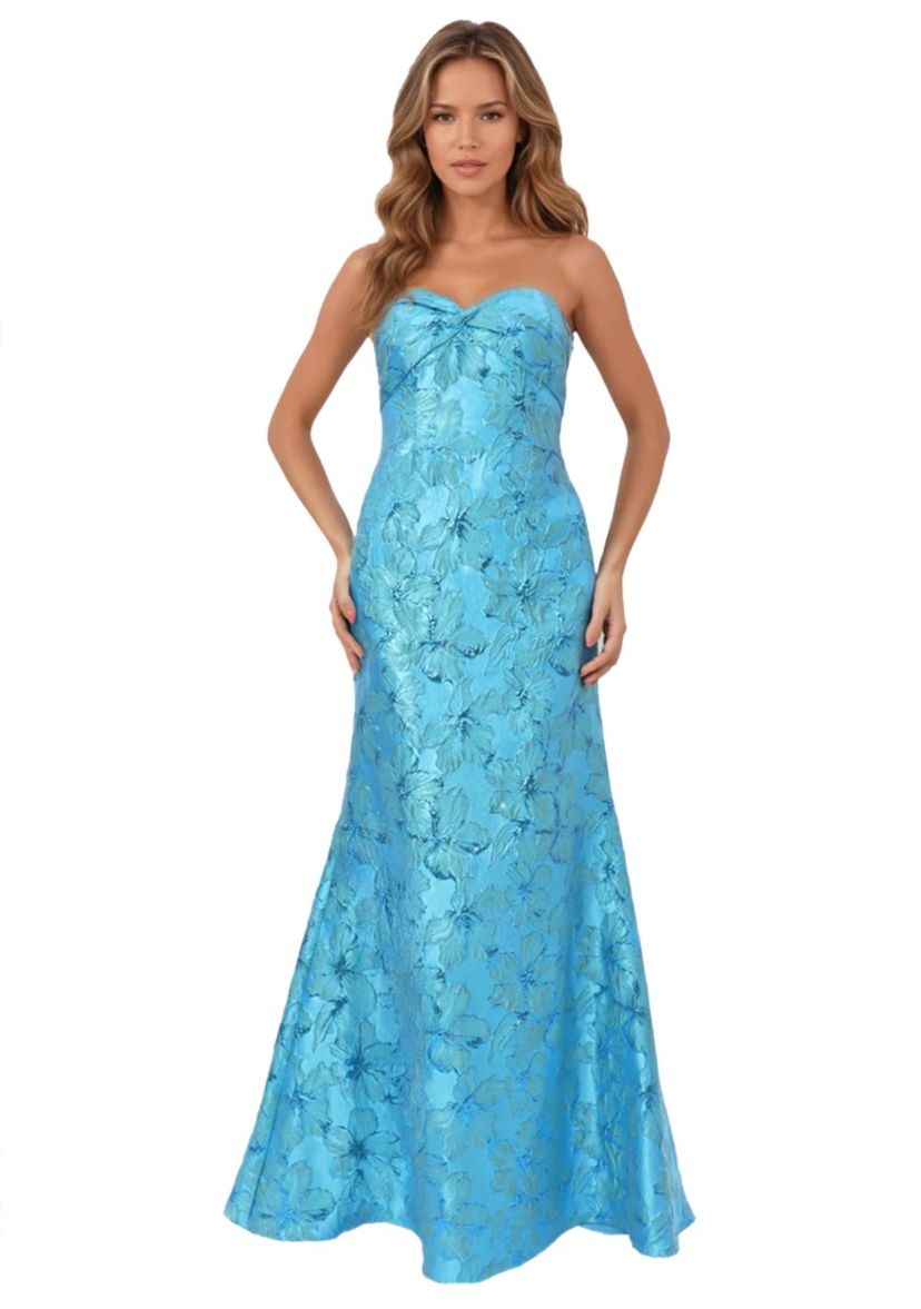 Strapless Sweetheart Brocade Fit And Flare Gown