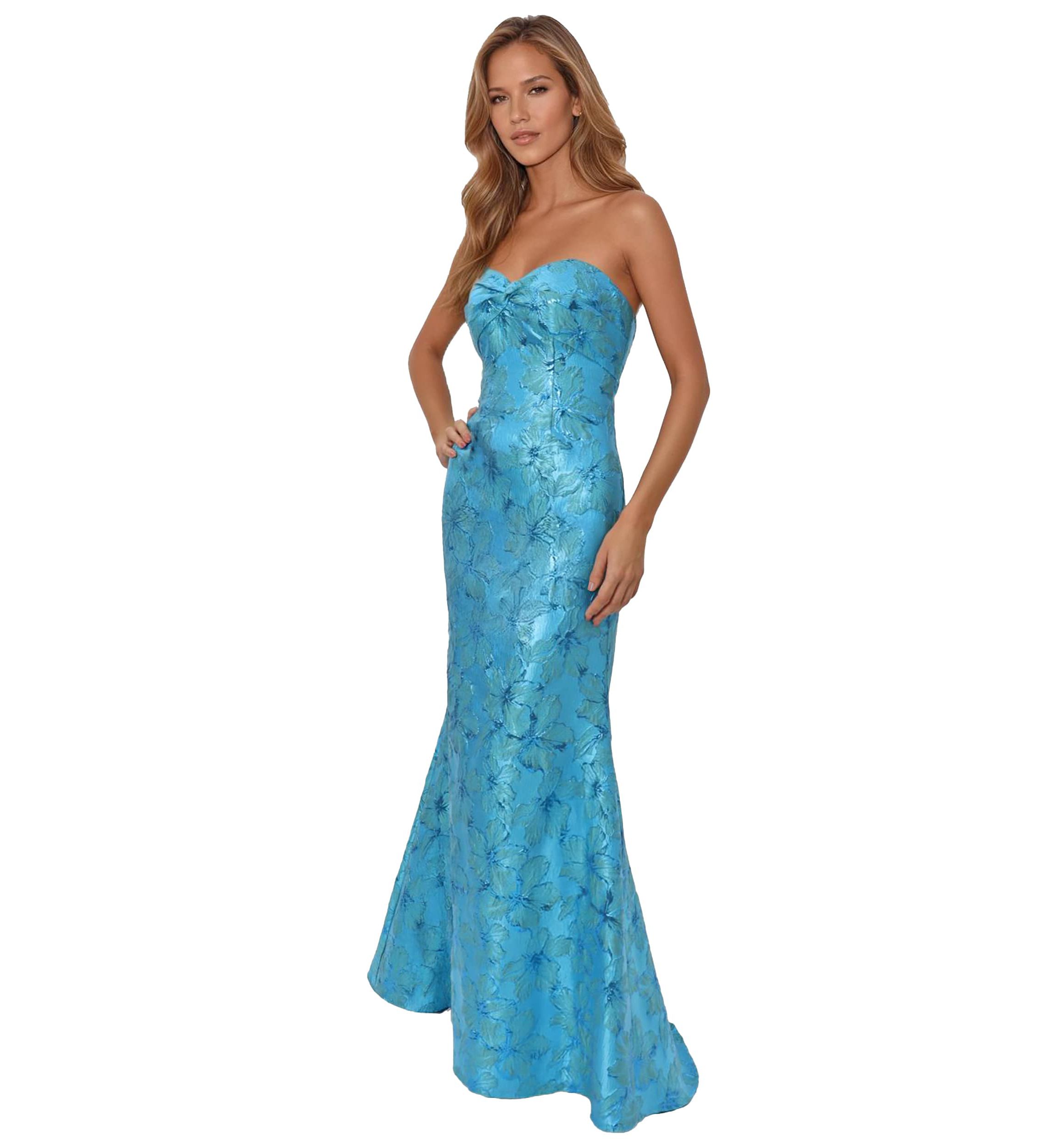 Strapless Sweetheart Brocade Fit And Flare Gown