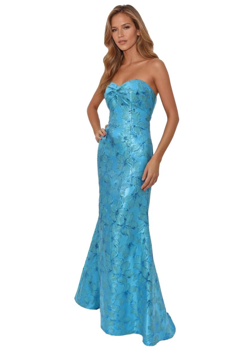 Strapless Sweetheart Brocade Fit And Flare Gown