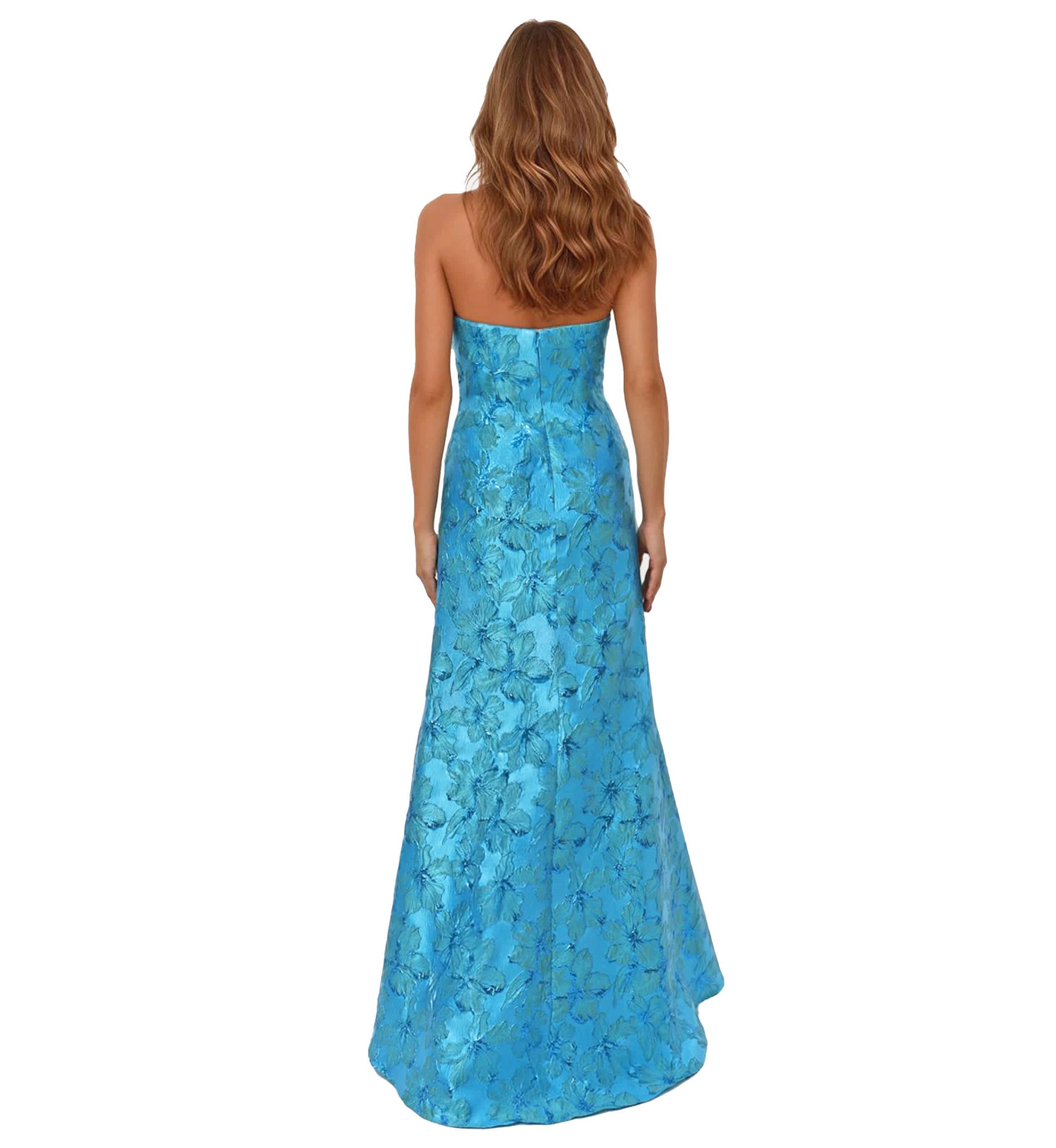 Strapless Sweetheart Brocade Fit And Flare Gown
