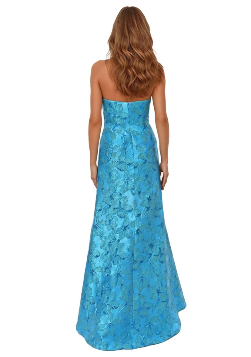 Strapless Sweetheart Brocade Fit And Flare Gown