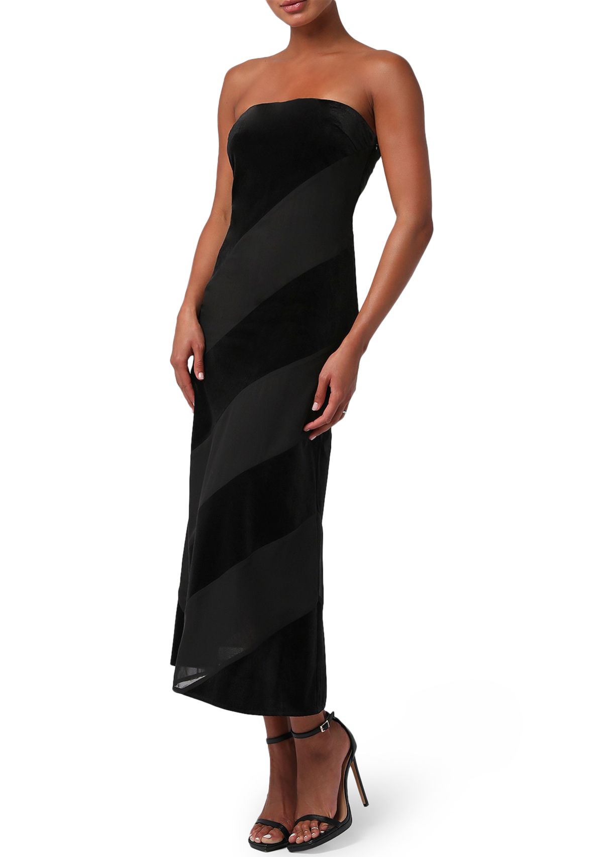 Surrey Velvet Striped Midi Dress 