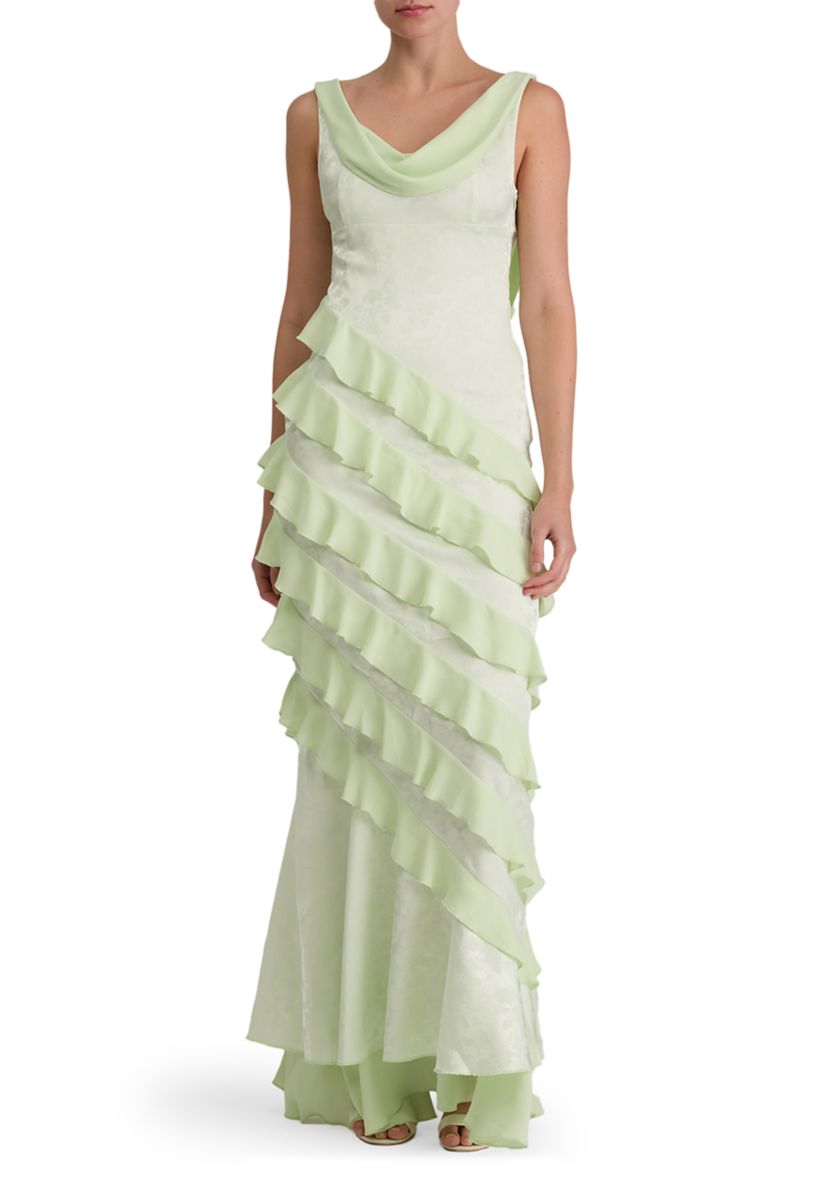 lulus women's dresses Floral Tiered Ruffle Maxi Dress filled with admirers wholl be in awe of your stunningness Lulus | Green Puff Sleeve