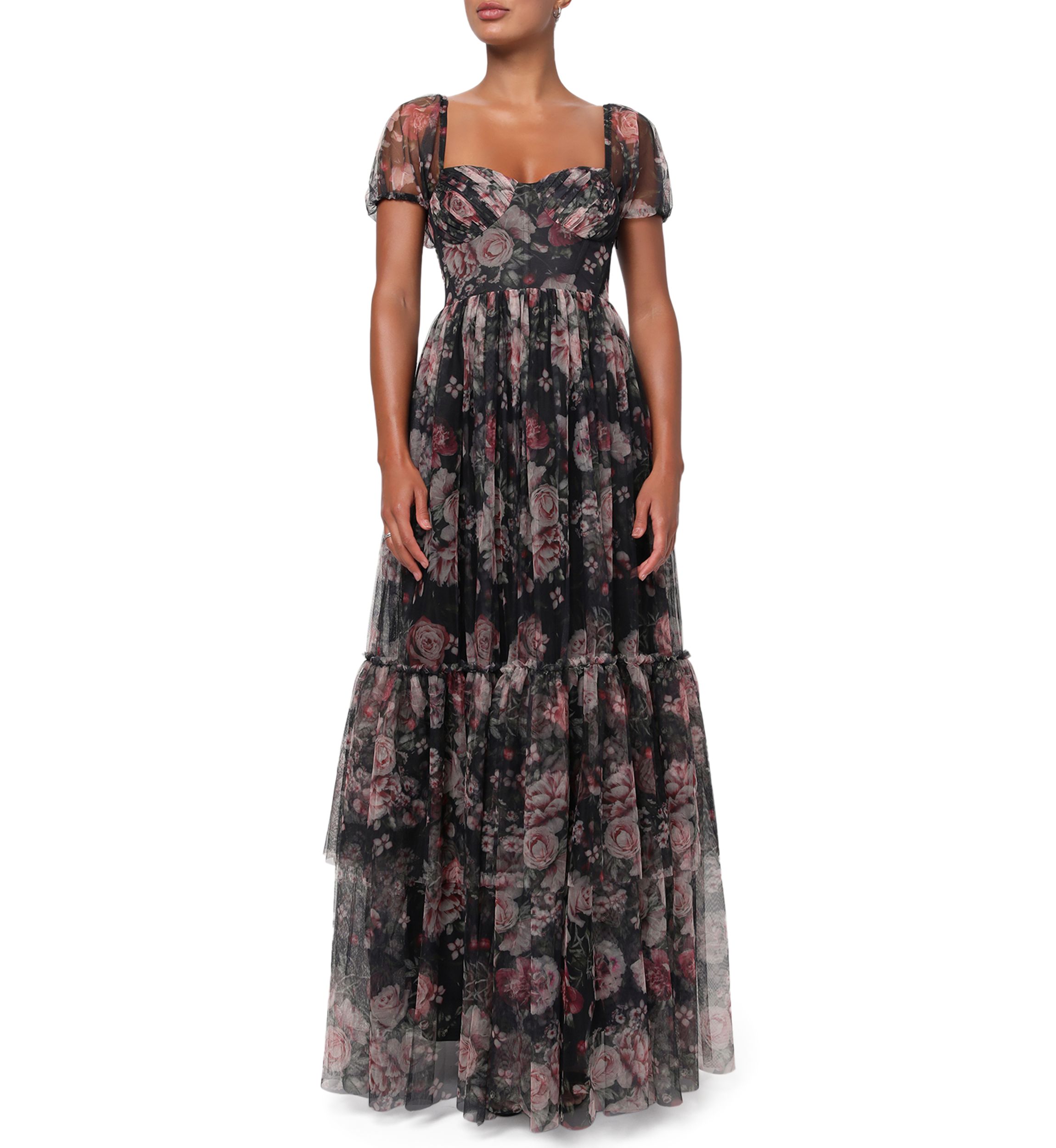 Womens Jenna Floral Mesh Maxi Dress