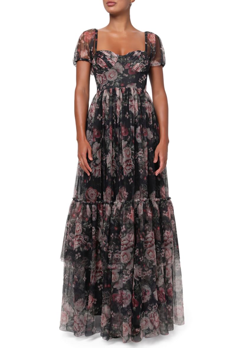Womens Jenna Floral Mesh Maxi Dress