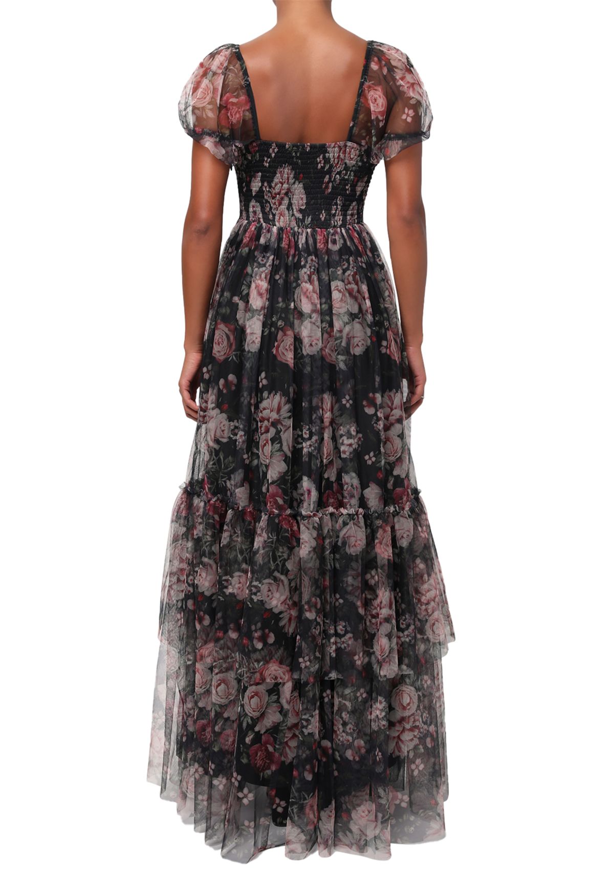 Womens Jenna Floral Mesh Maxi Dress