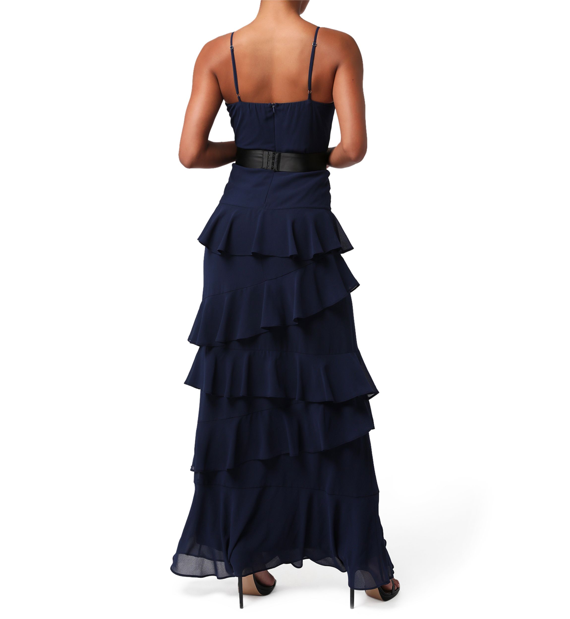 Womens Beth Ruffled Maxi Dress with Belt