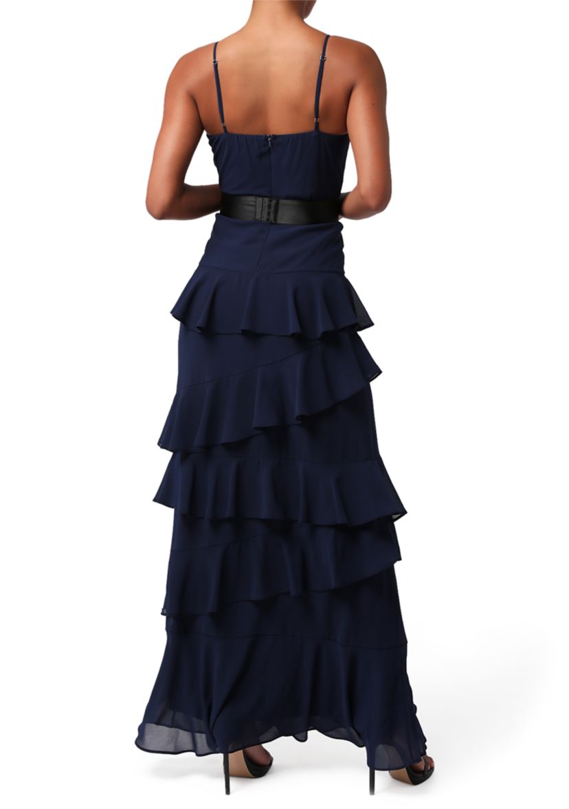 Womens Beth Ruffled Maxi Dress with Belt